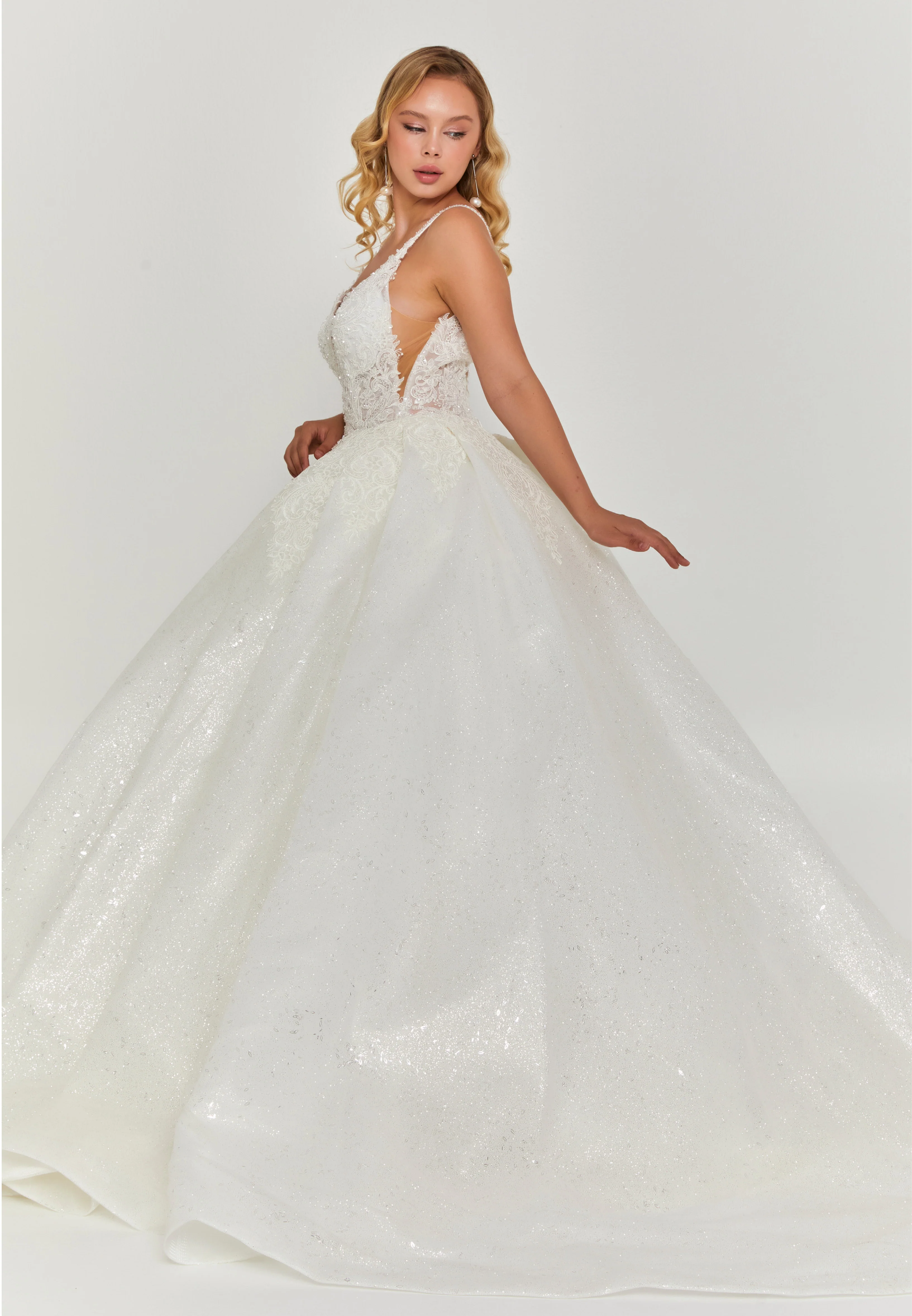 Sleeveless Maxi Tulle Regular Wedding Dress blv360226 - Image 3
