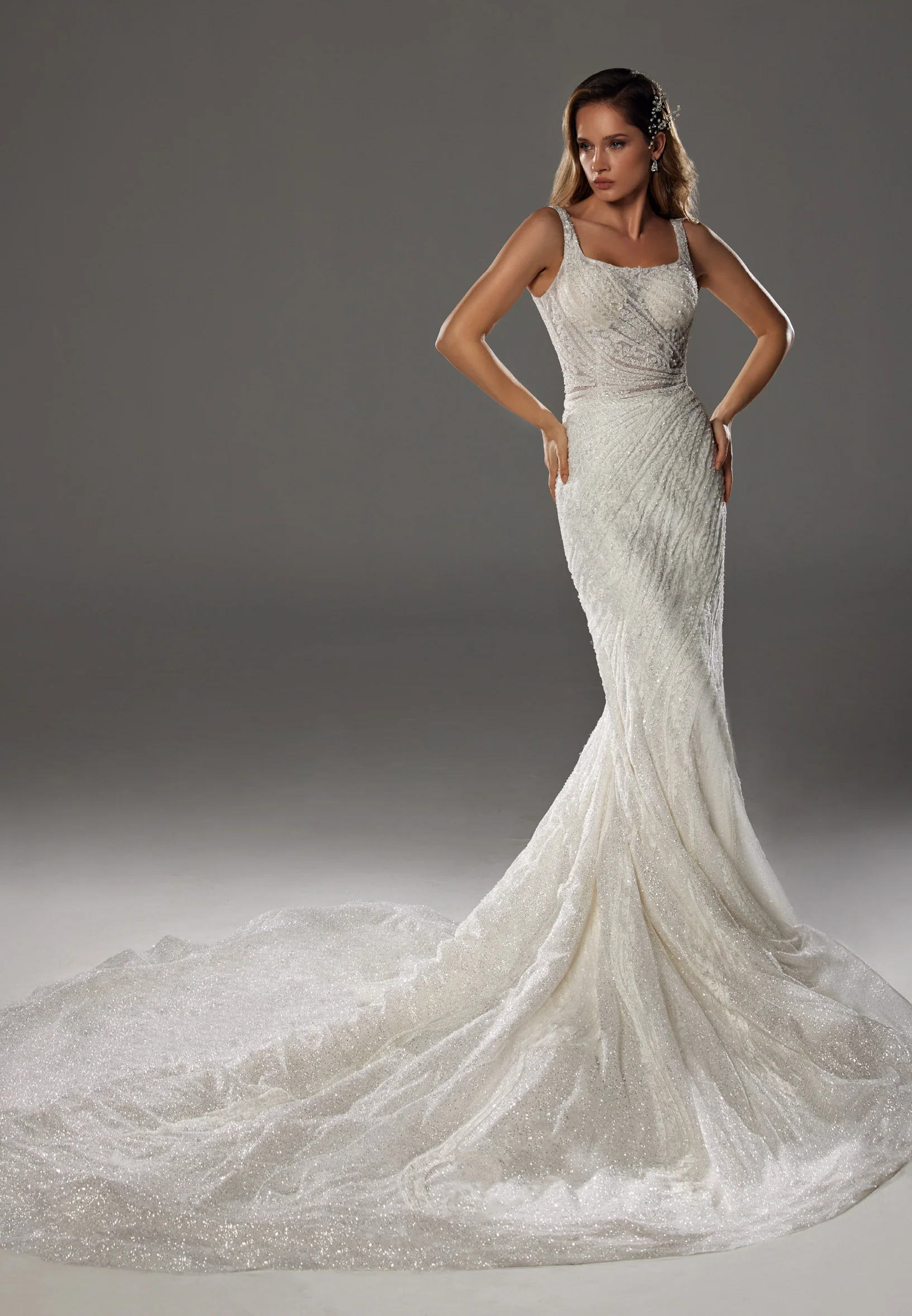 Sleeveless Maxi Tulle Regular Wedding Dress bnc8008 - Image 11