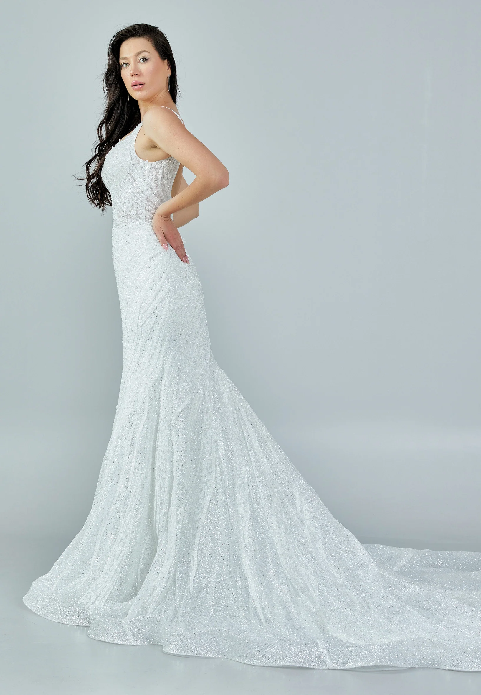 Sleeveless Maxi Tulle Regular Wedding Dress bnc8008 - Image 12
