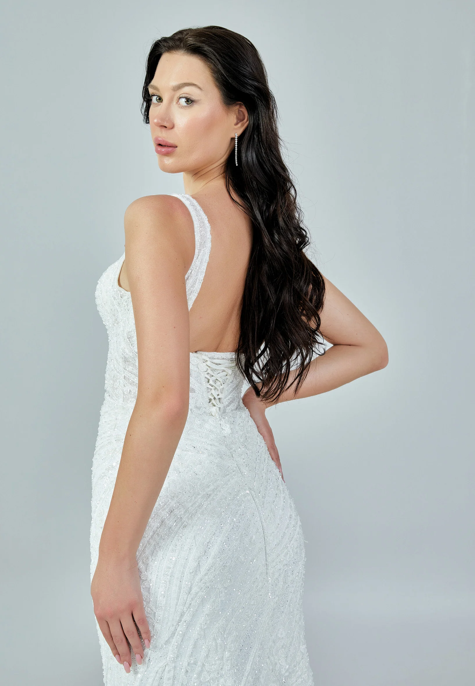 Sleeveless Maxi Tulle Regular Wedding Dress bnc8008 - Image 3