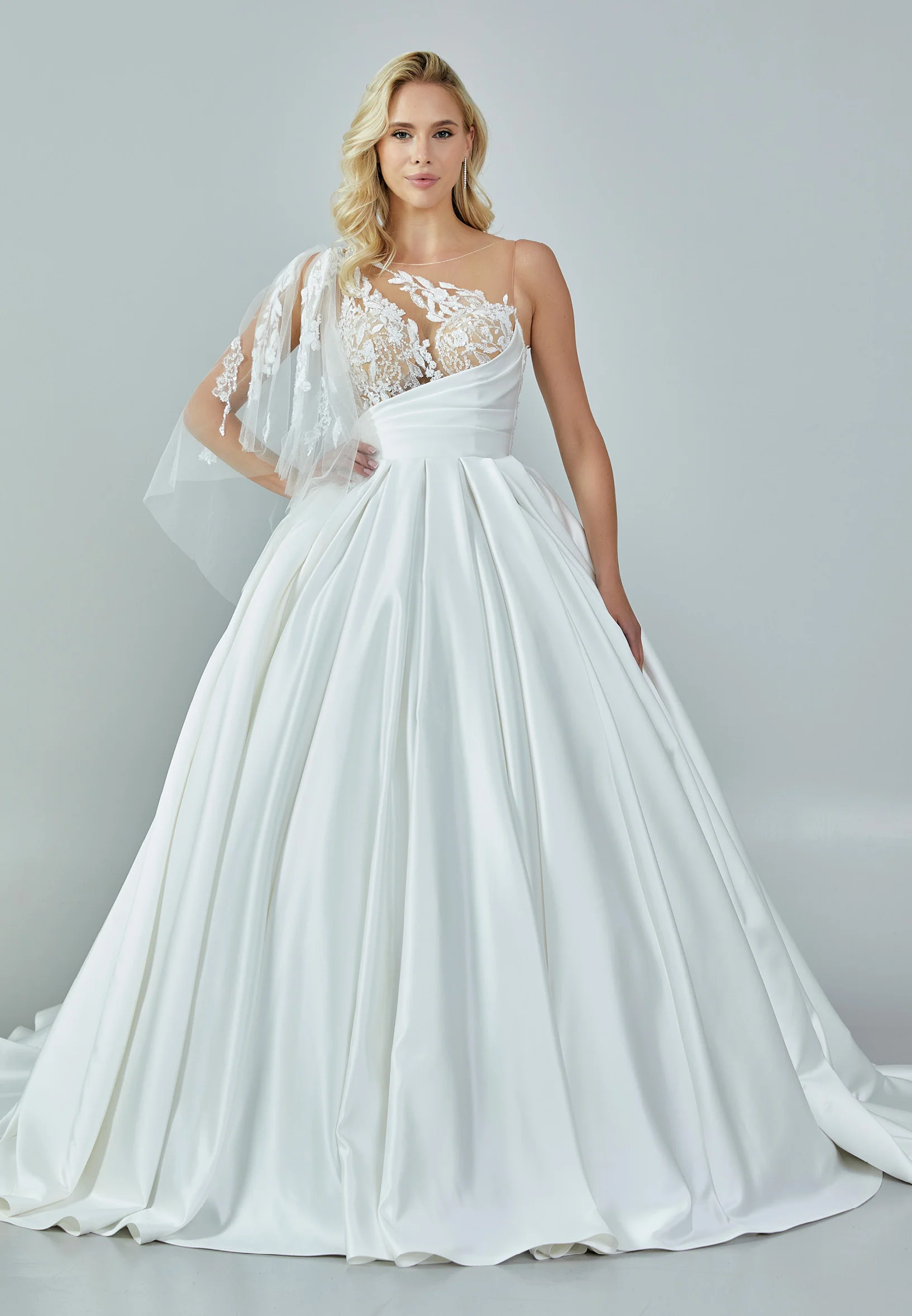 Sleeveless Maxi Tulle Regular Wedding Dress bnc8019