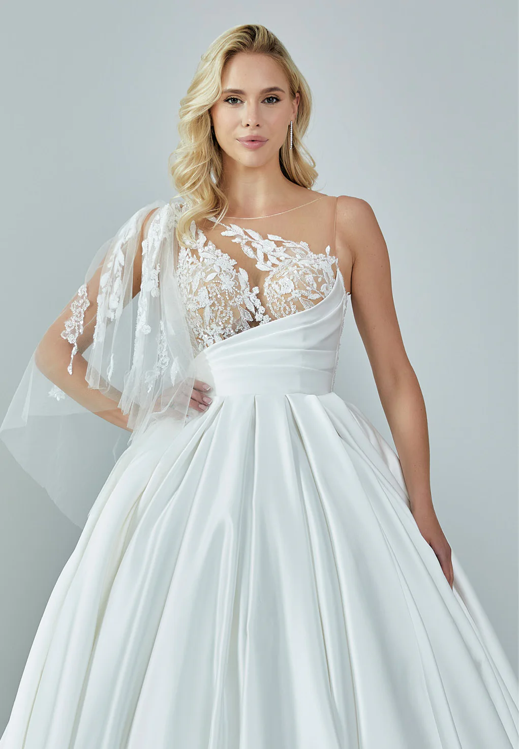 Sleeveless Maxi Tulle Regular Wedding Dress bnc8019 - Image 10