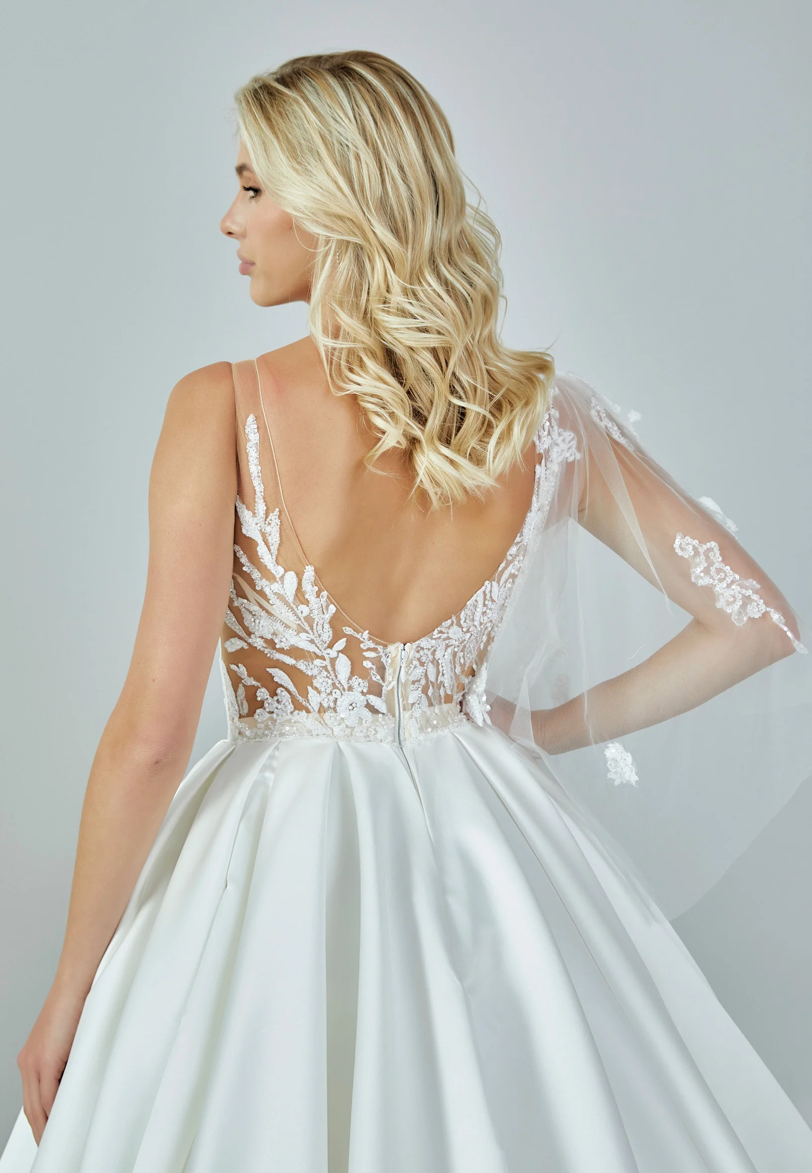Sleeveless Maxi Tulle Regular Wedding Dress bnc8019 - Image 11