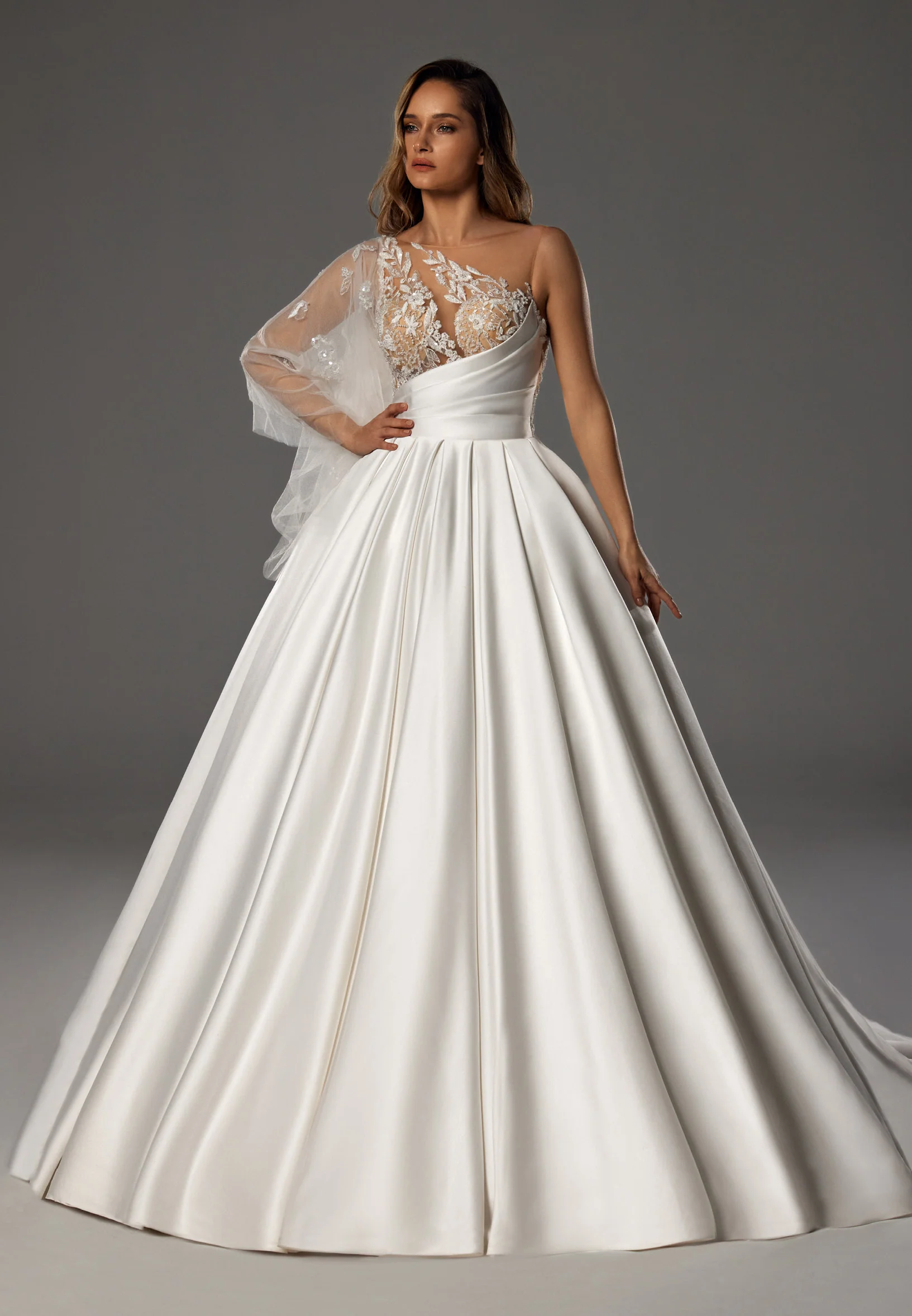 Sleeveless Maxi Tulle Regular Wedding Dress bnc8019 - Image 6