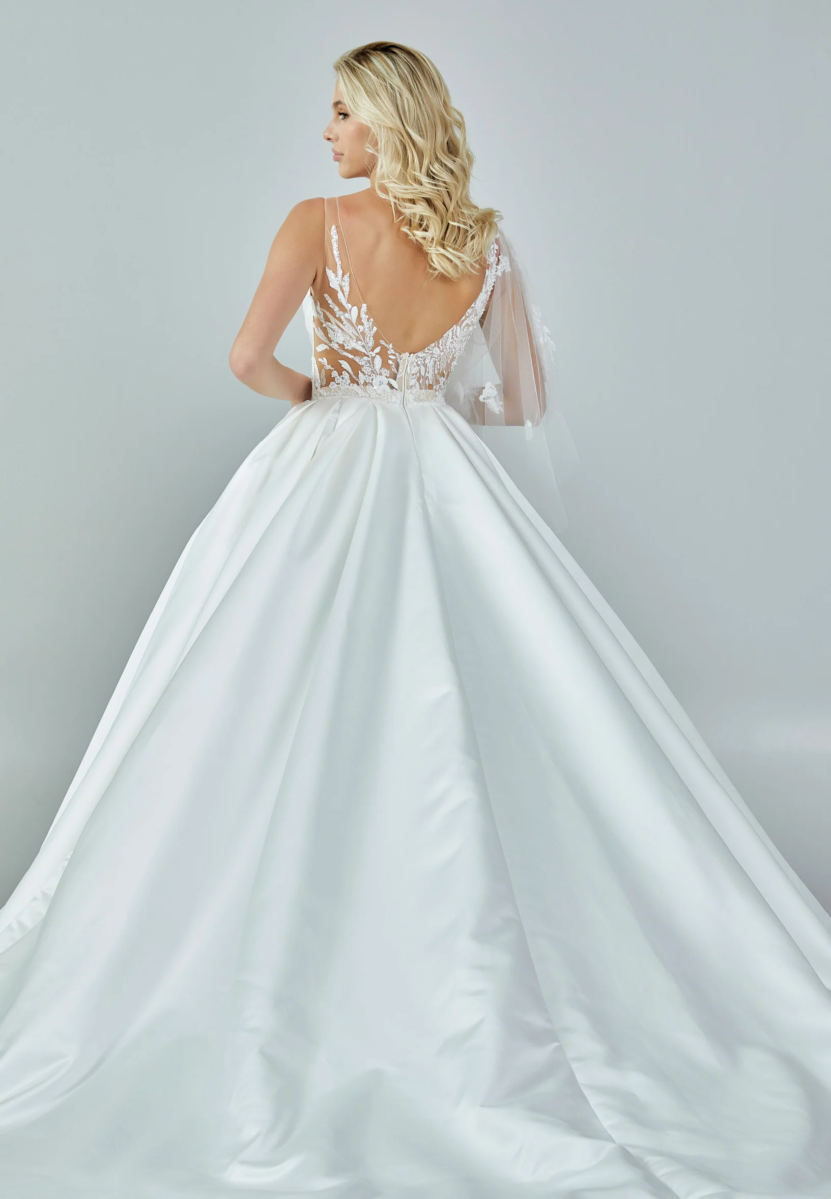 Sleeveless Maxi Tulle Regular Wedding Dress bnc8019 - Image 8
