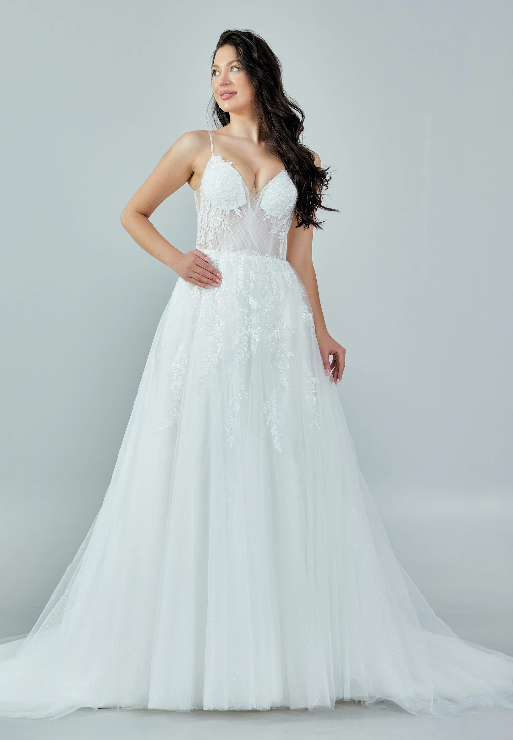 Sleeveless Maxi Tulle Regular Wedding Dress bnc8037