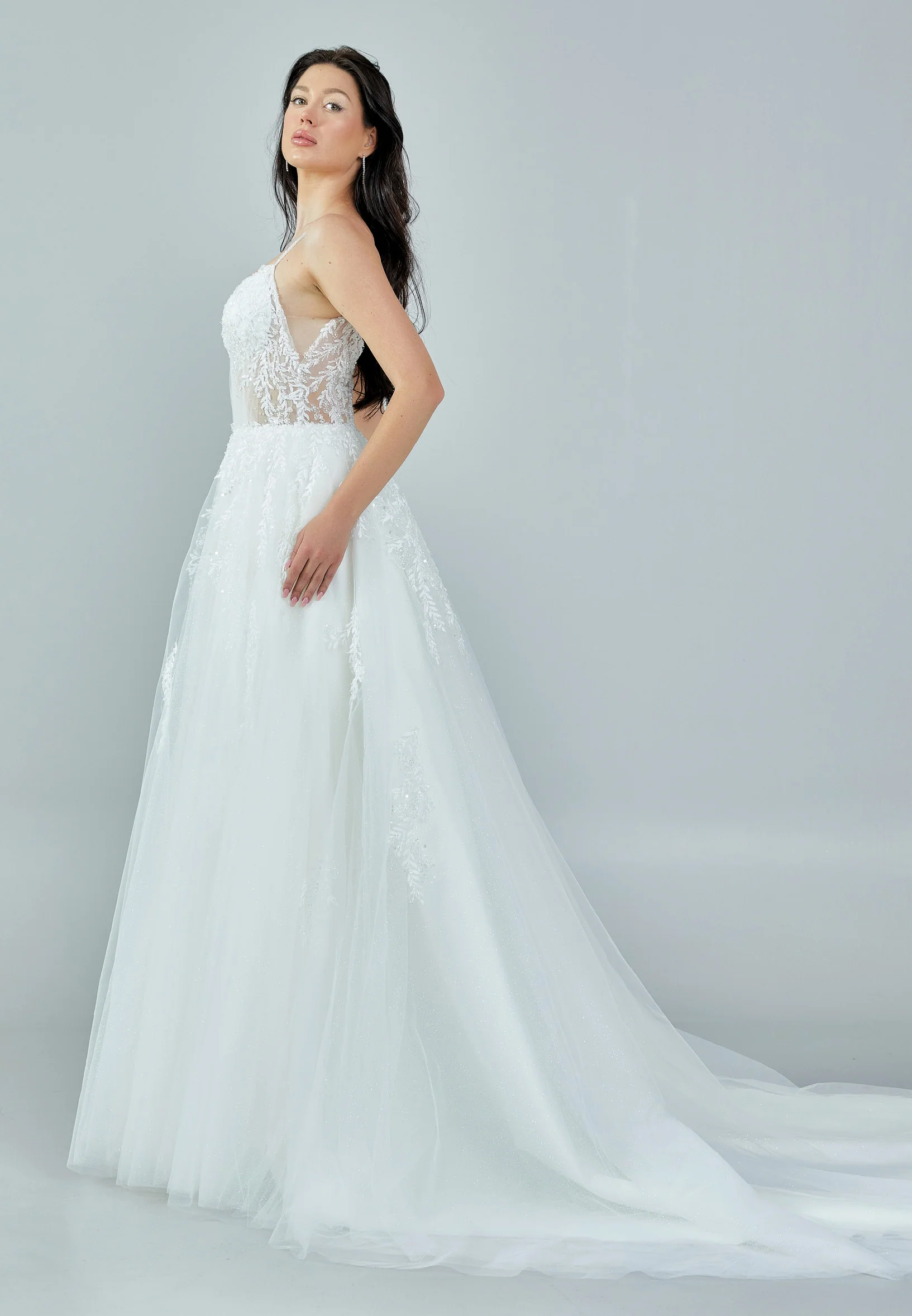 Sleeveless Maxi Tulle Regular Wedding Dress bnc8037 - Image 6