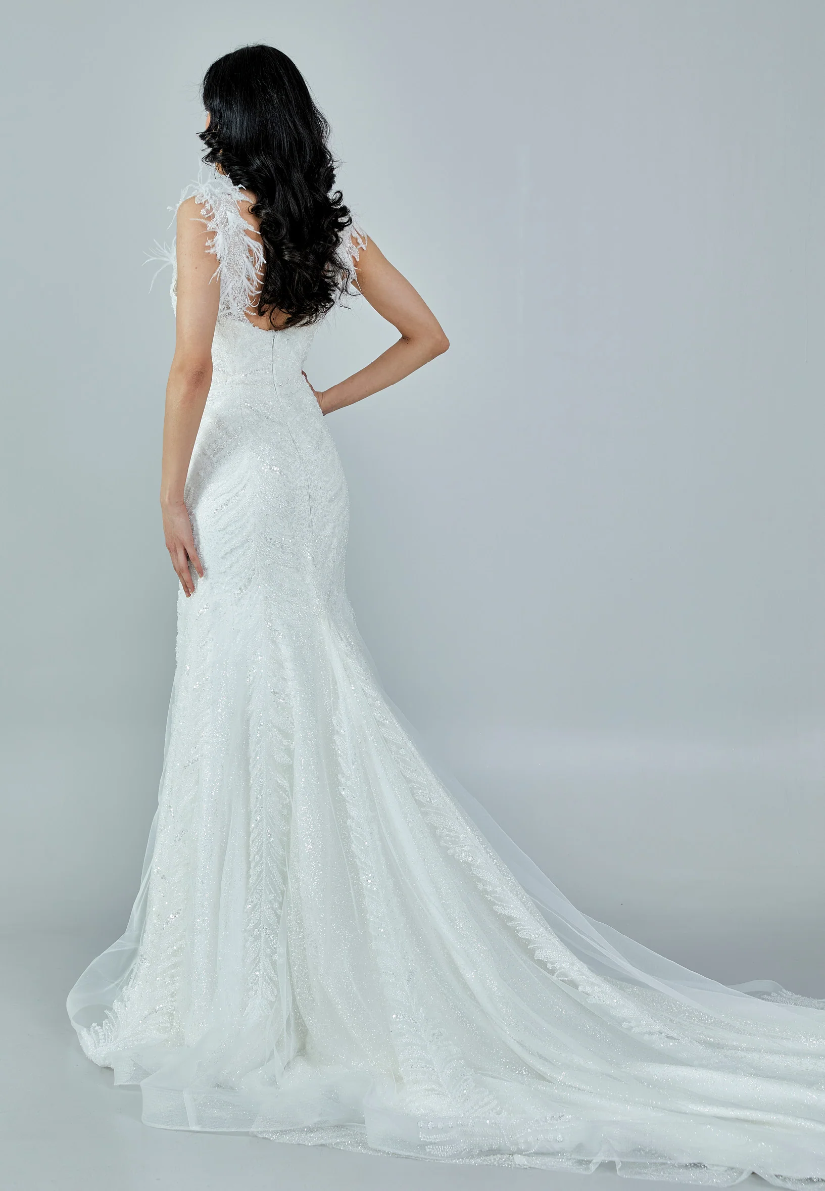 Sleeveless Maxi Tulle Regular Wedding Dress bnc8045 - Image 8