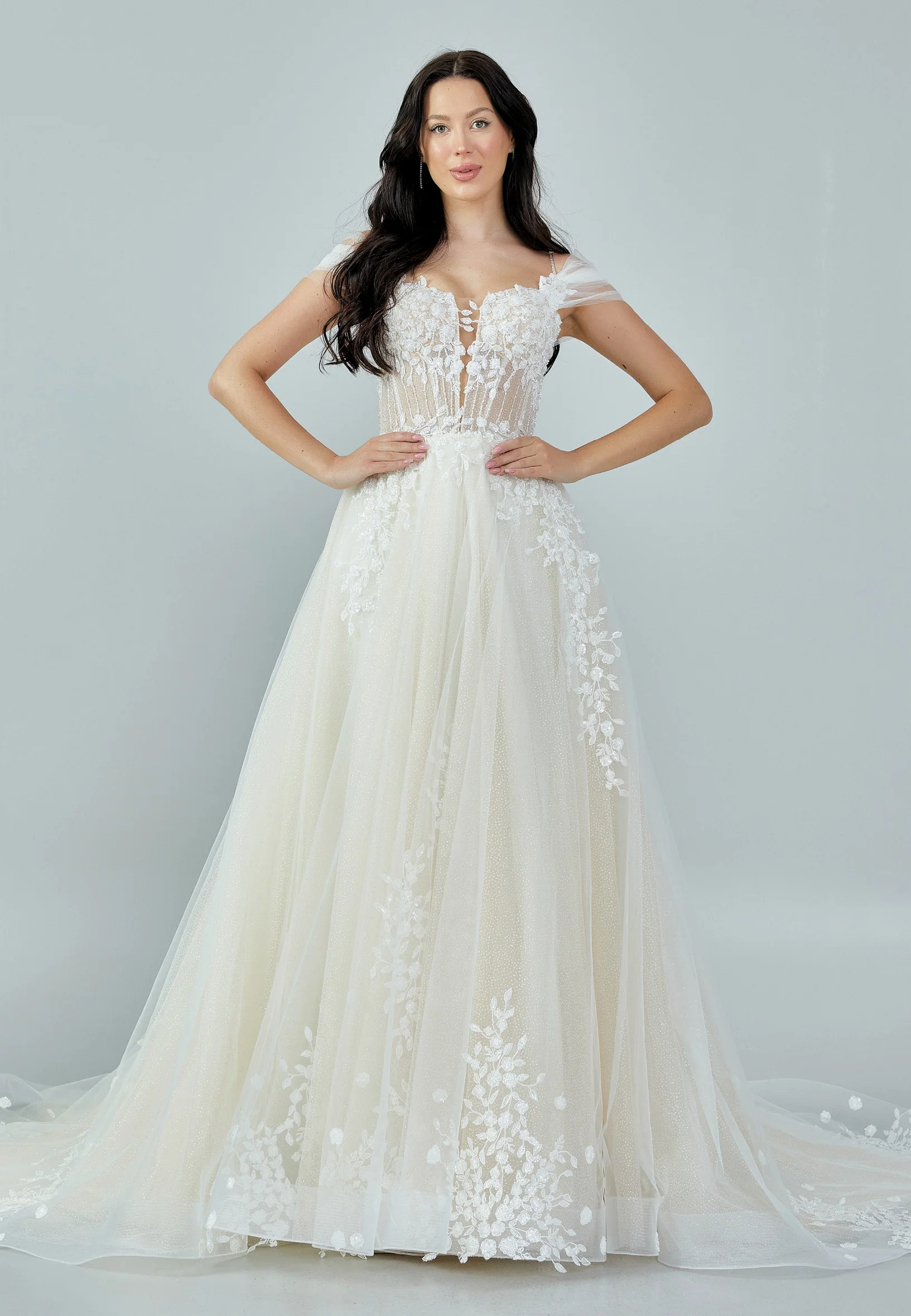 Sleeveless Maxi Tulle Regular Wedding Dress bnc8052