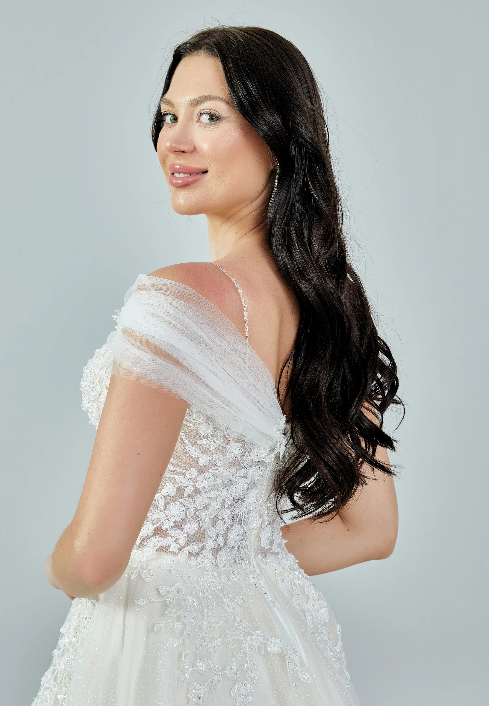 Sleeveless Maxi Tulle Regular Wedding Dress bnc8052 - Image 3