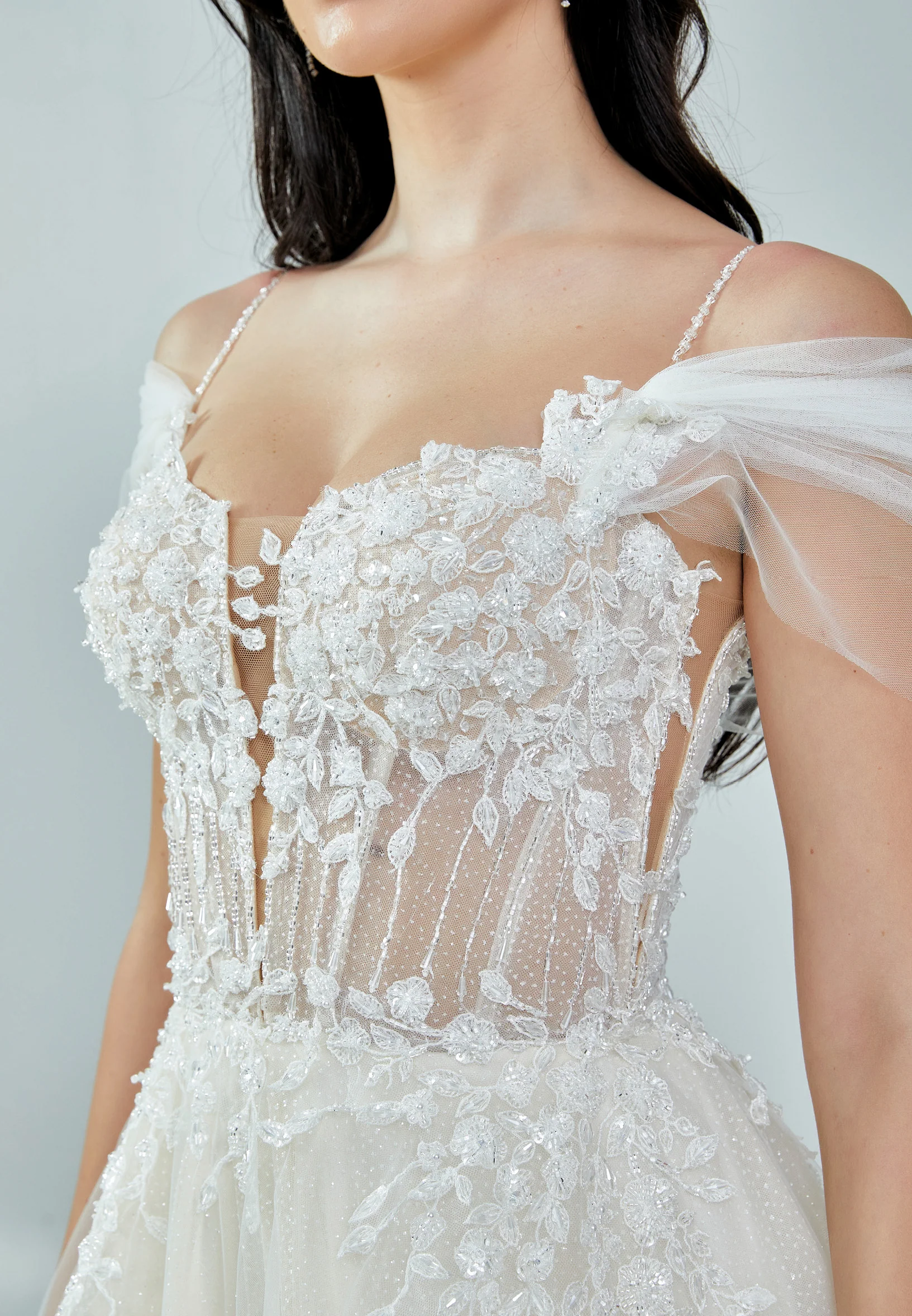 Sleeveless Maxi Tulle Regular Wedding Dress bnc8052 - Image 4
