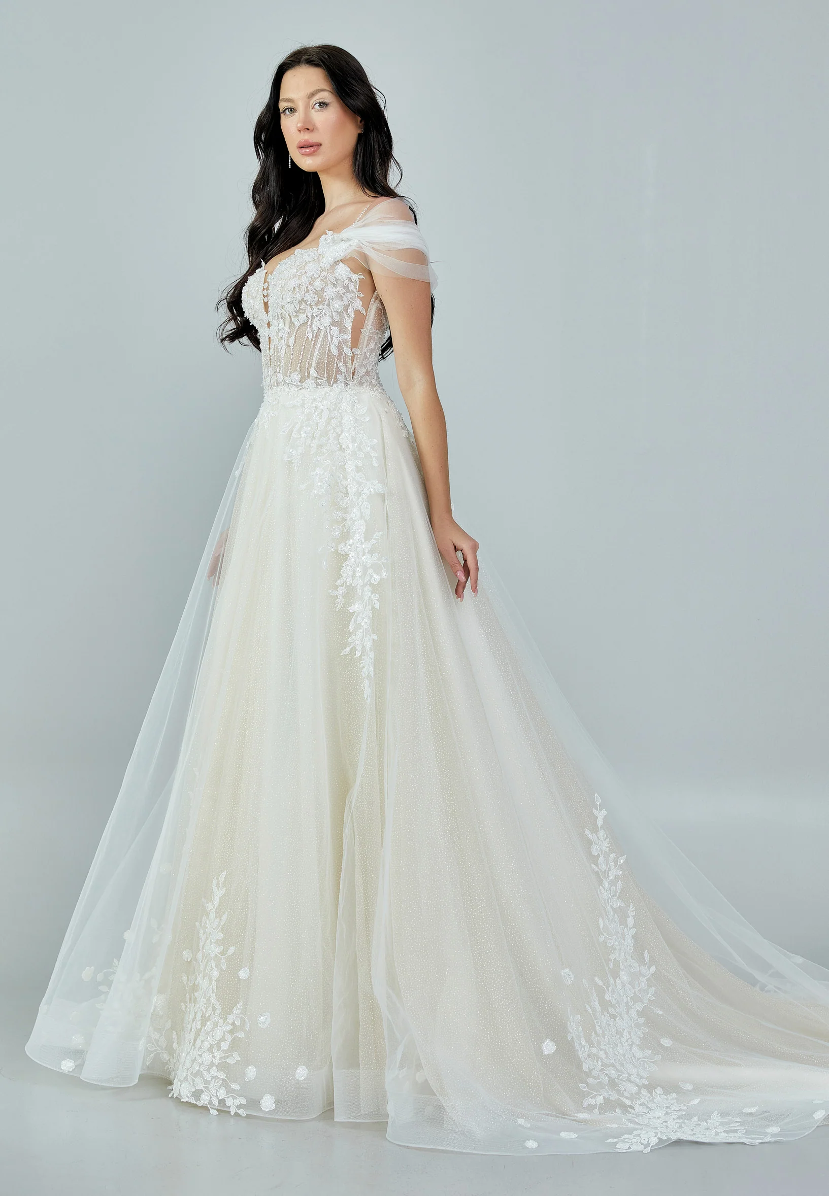 Sleeveless Maxi Tulle Regular Wedding Dress bnc8052 - Image 6
