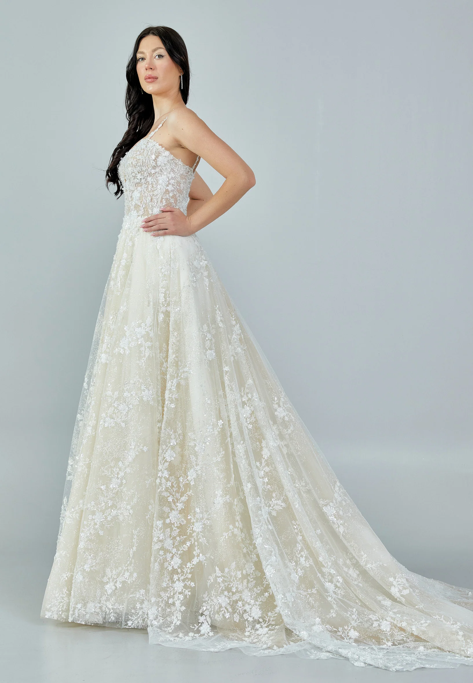 Sleeveless Maxi Tulle Regular Wedding Dress bnc8070 - Image 10