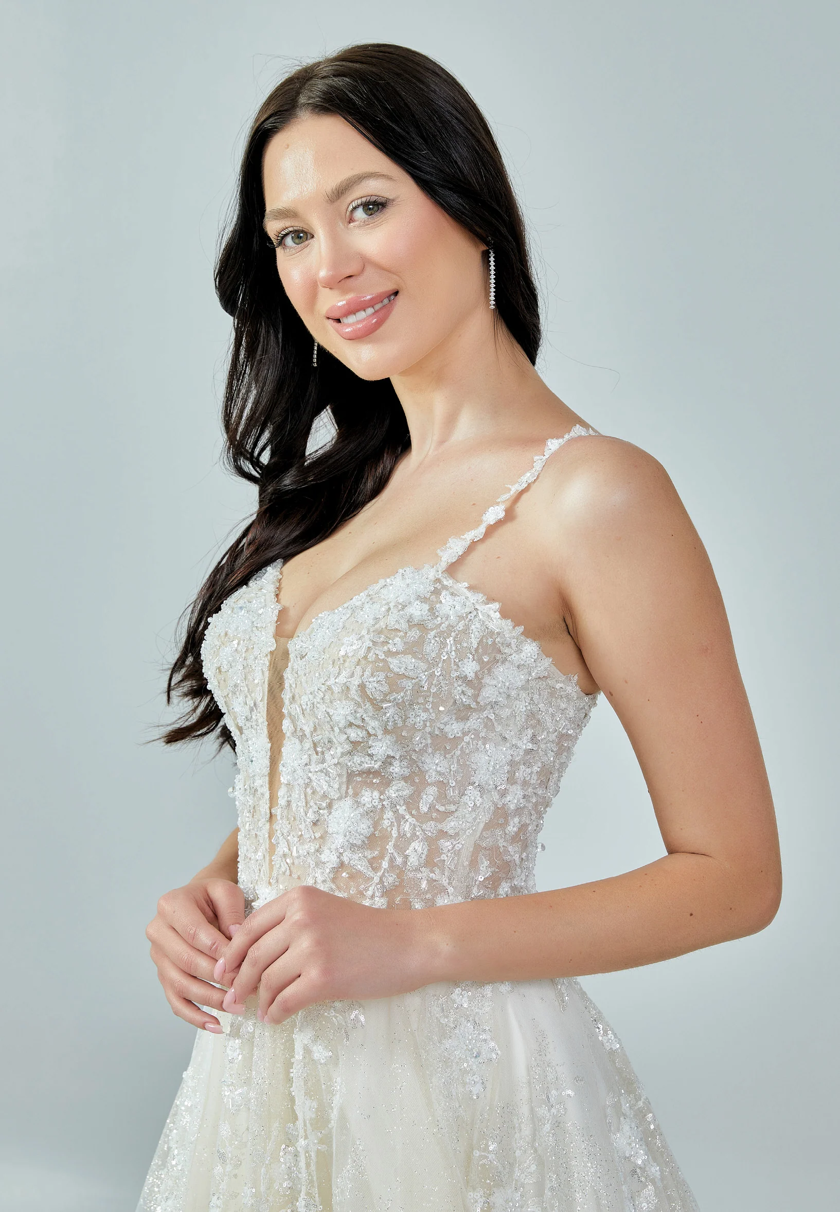 Sleeveless Maxi Tulle Regular Wedding Dress bnc8070 - Image 2