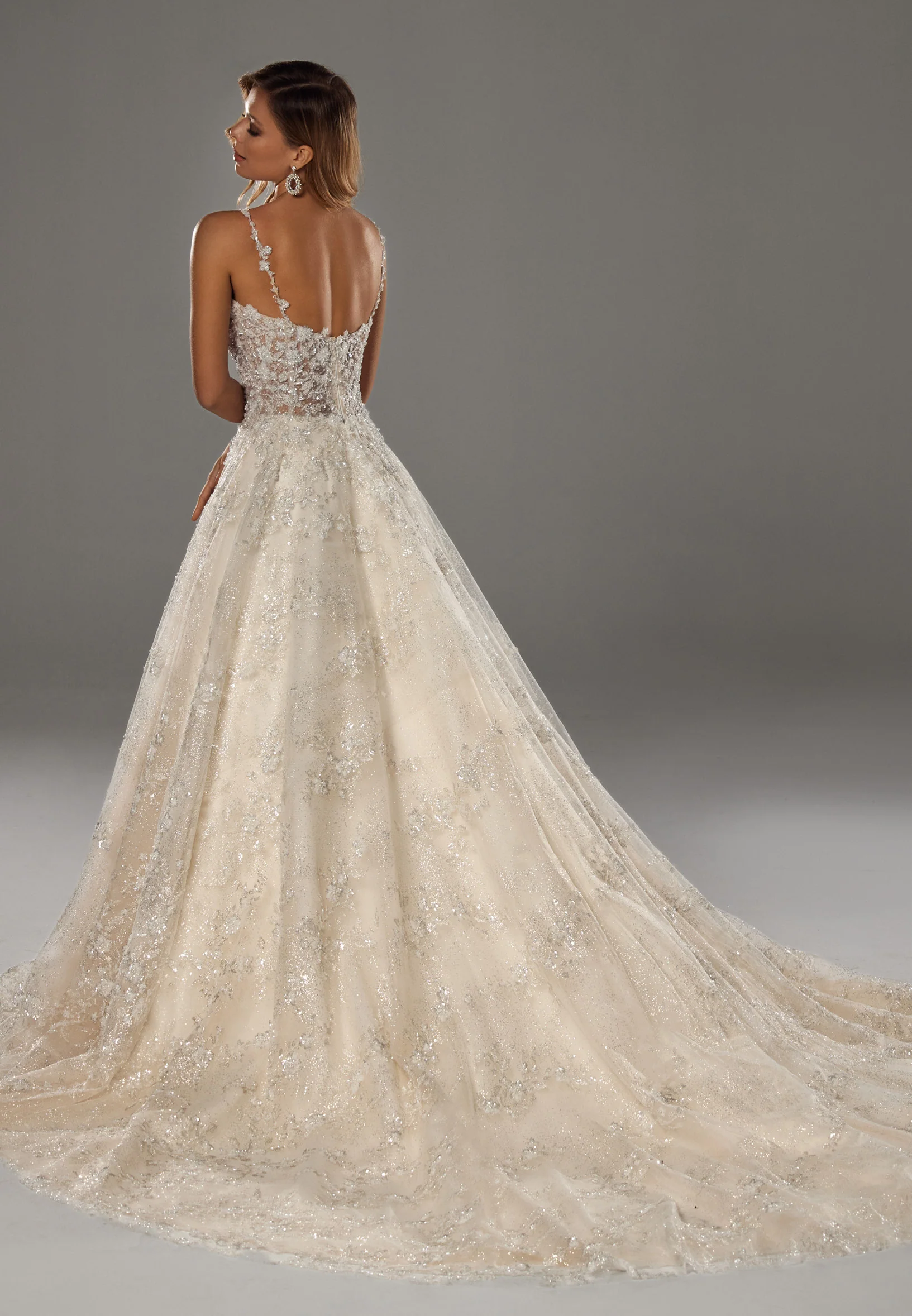 Sleeveless Maxi Tulle Regular Wedding Dress bnc8070 - Image 8