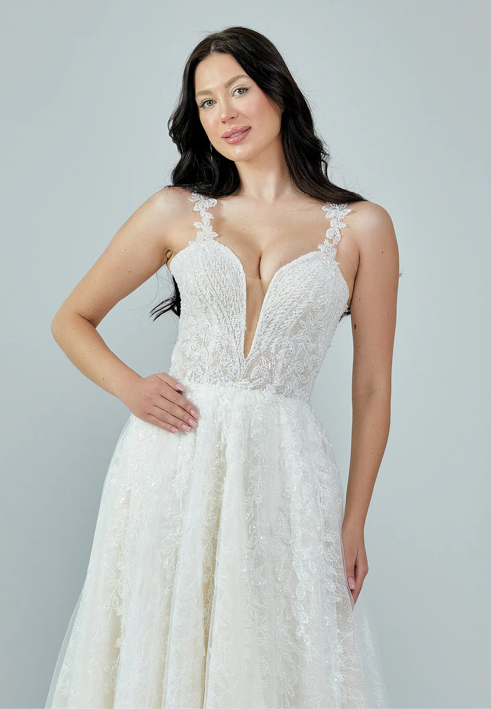 Sleeveless Maxi Tulle Regular Wedding Dress bnc8076 - Image 7