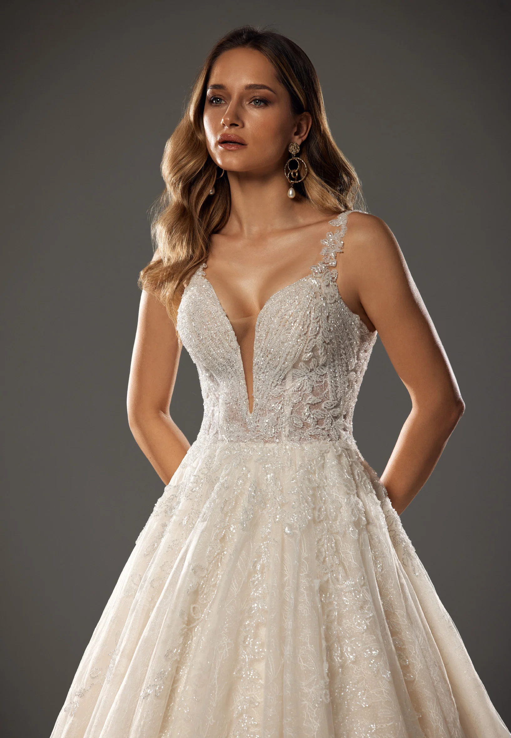 Sleeveless Maxi Tulle Regular Wedding Dress bnc8076 - Image 9