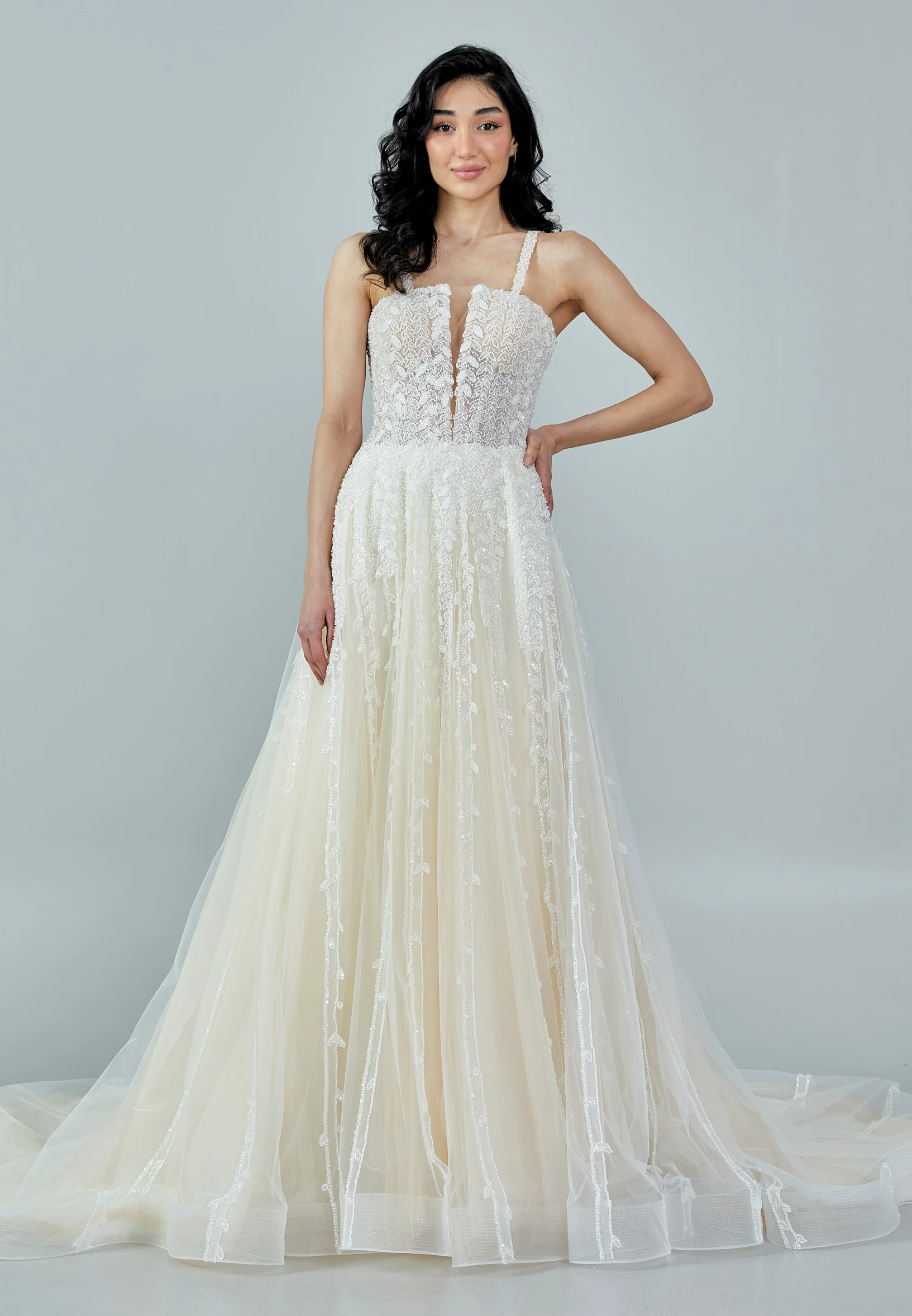 Sleeveless Maxi Tulle Regular Wedding Dress bnc8083