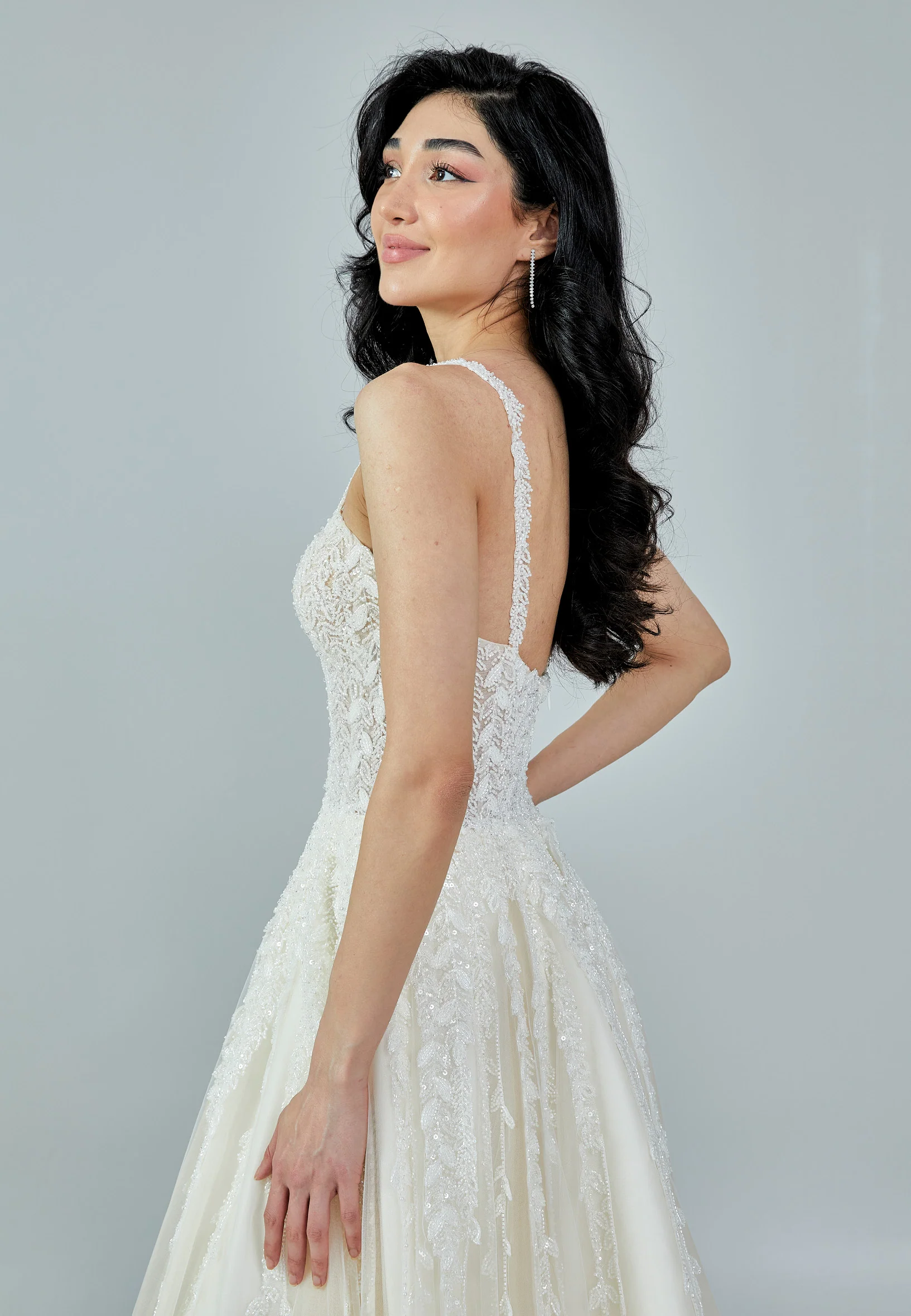 Sleeveless Maxi Tulle Regular Wedding Dress bnc8083 - Image 2