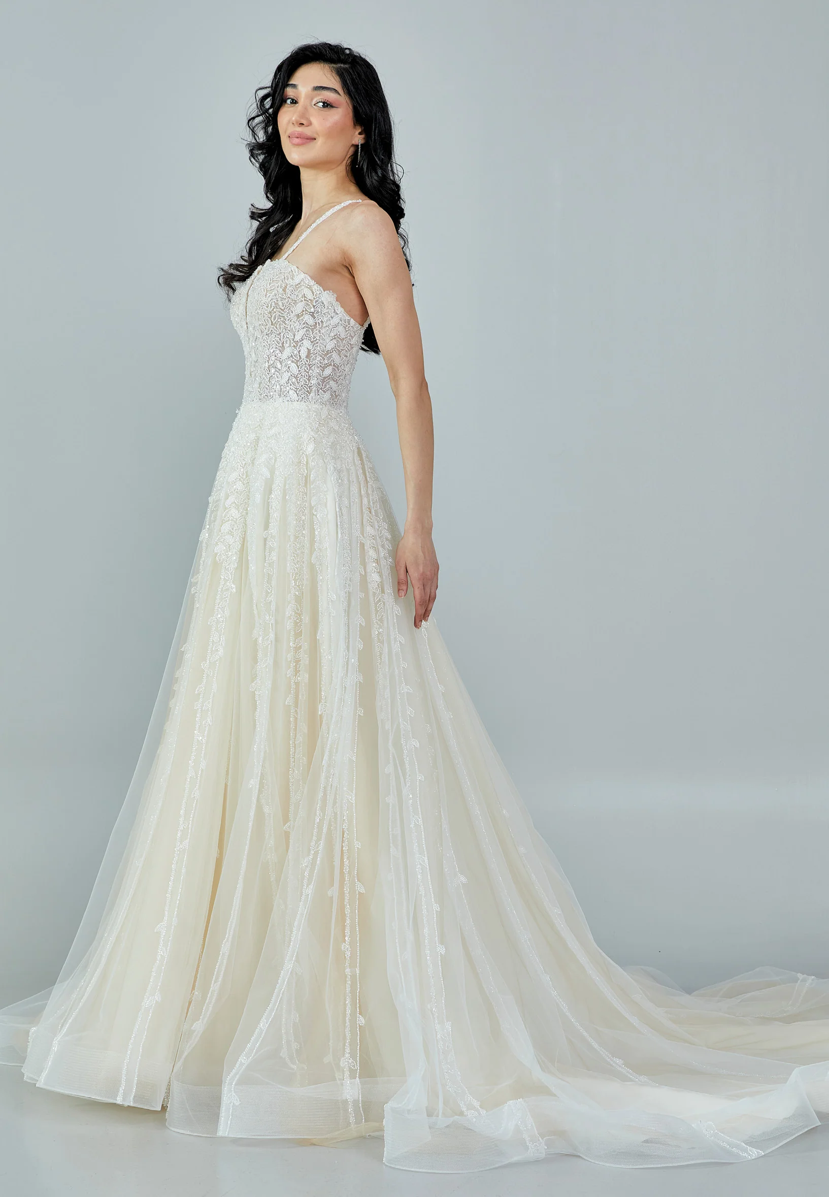 Sleeveless Maxi Tulle Regular Wedding Dress bnc8083 - Image 6