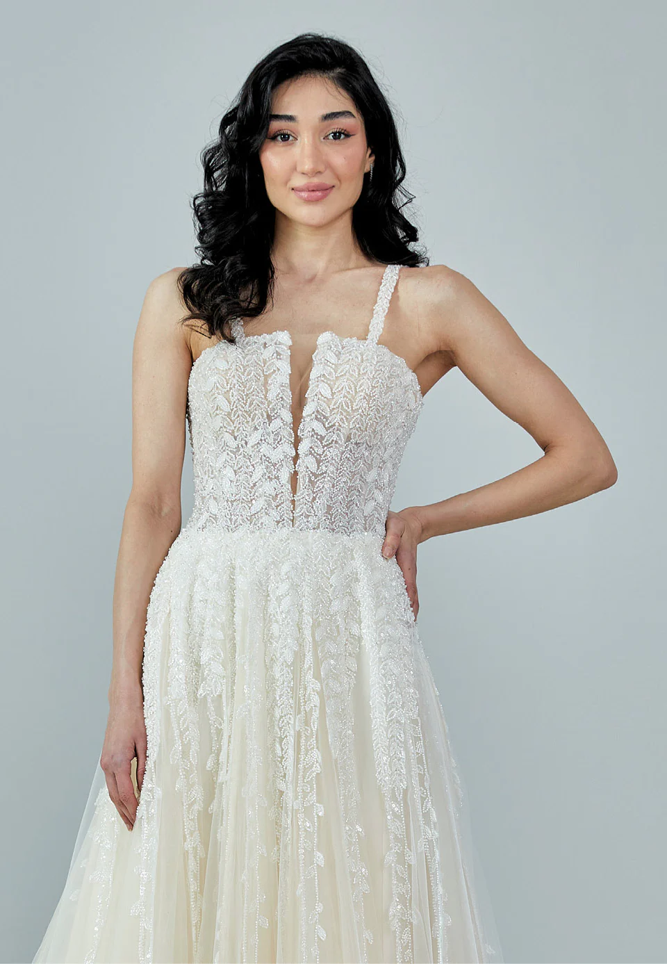 Sleeveless Maxi Tulle Regular Wedding Dress bnc8083 - Image 7