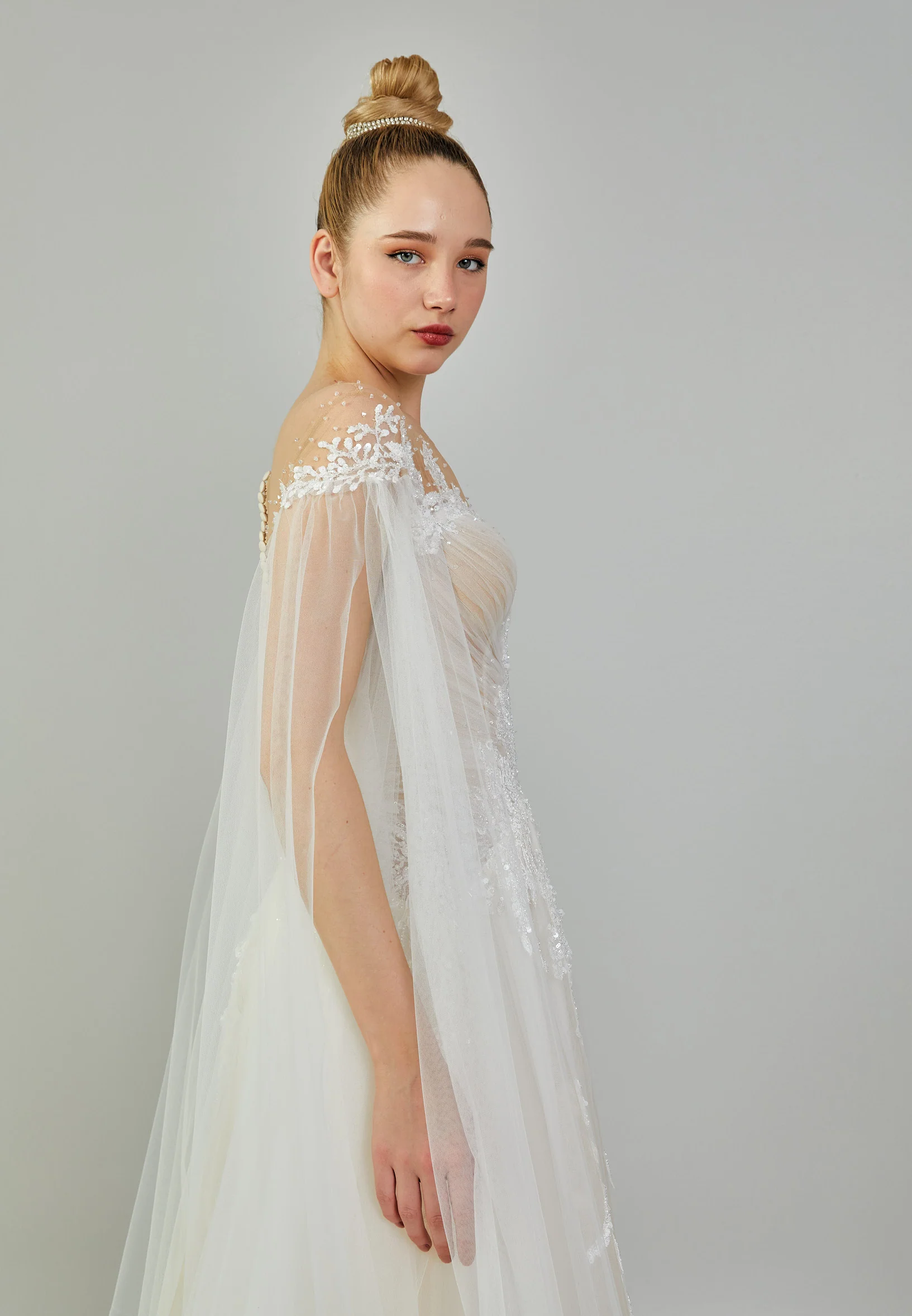 Sleeveless Maxi Tulle Regular Wedding Dress bnc8084-1 - Image 2