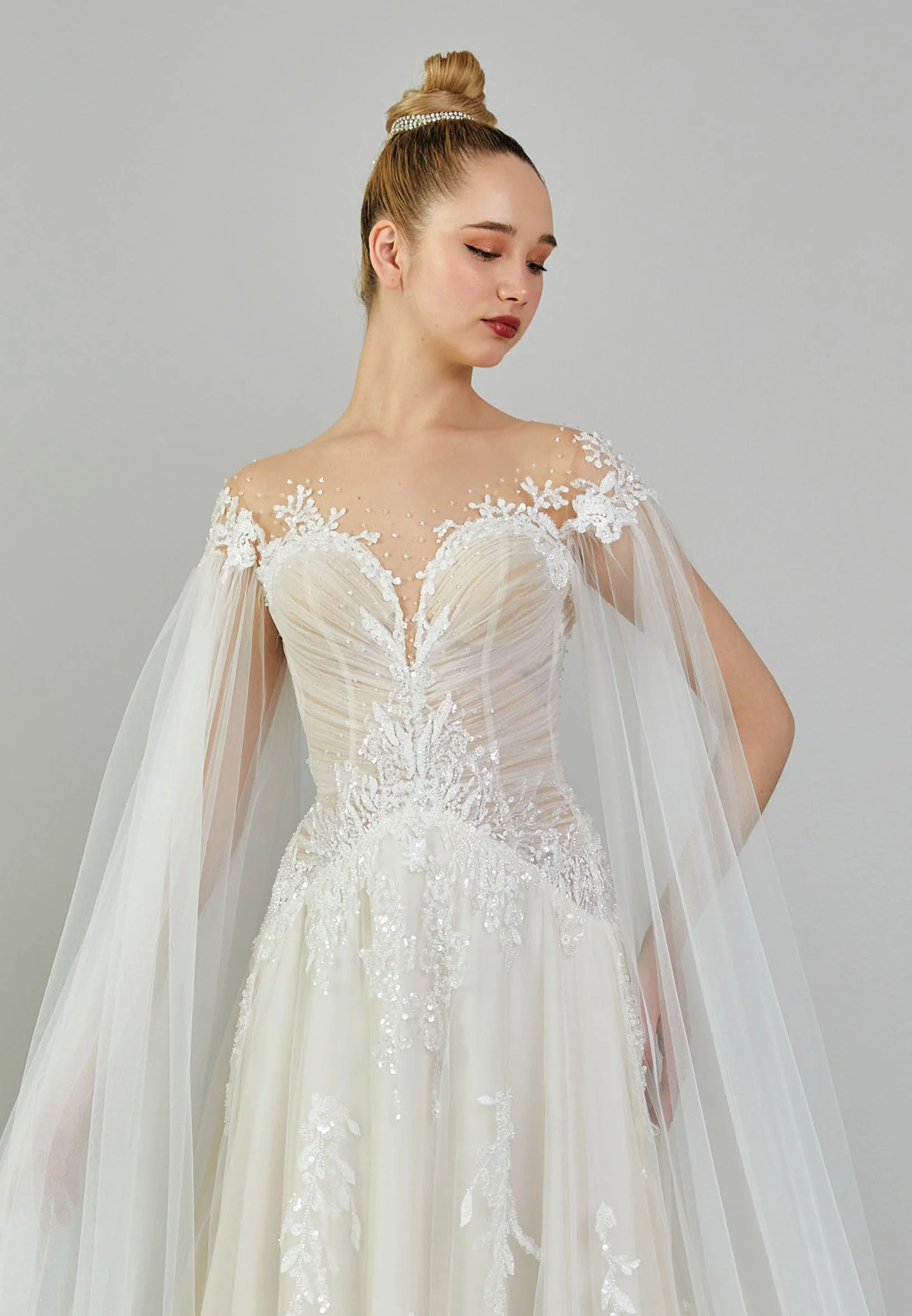 Sleeveless Maxi Tulle Regular Wedding Dress bnc8084-1 - Image 7