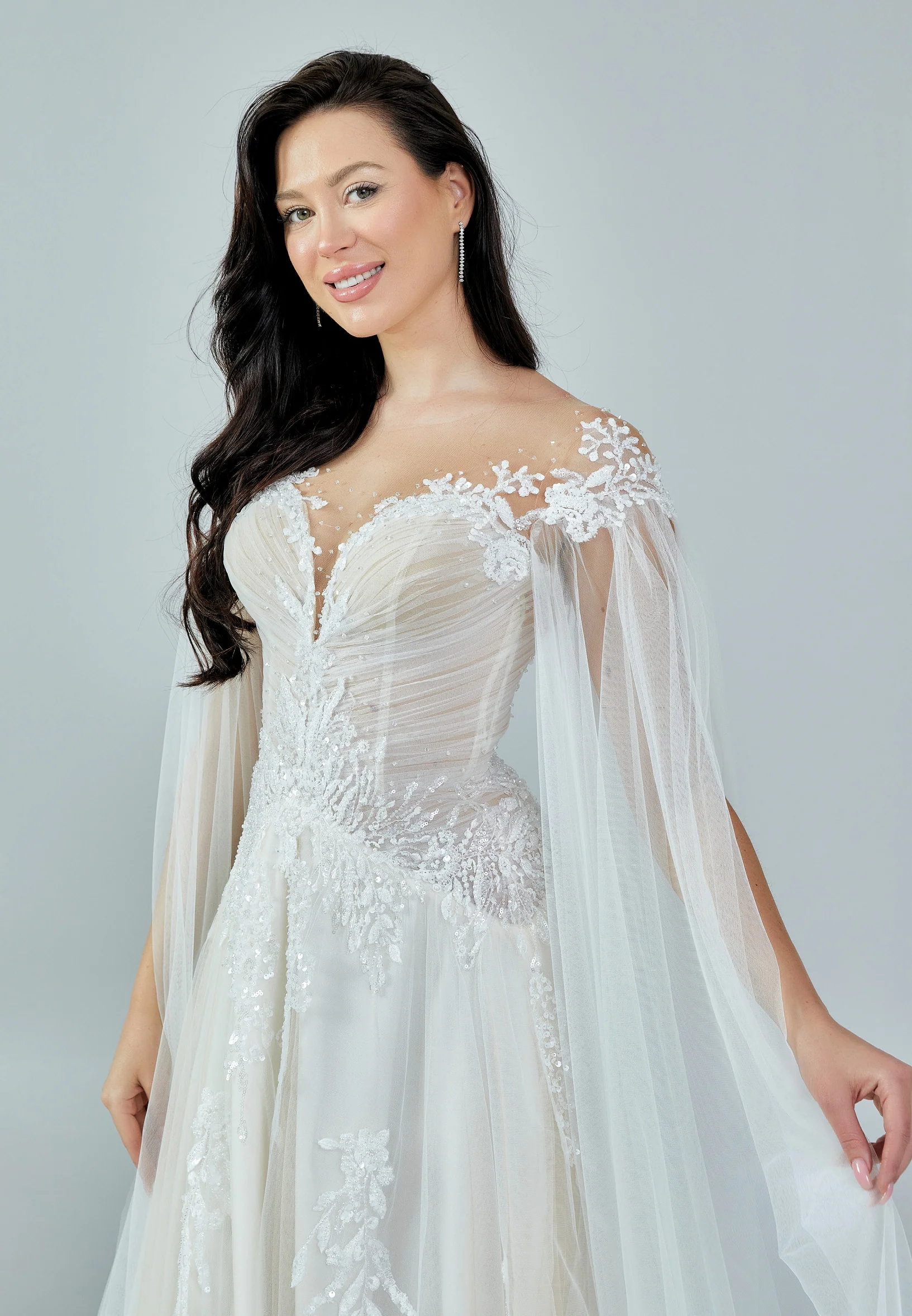 Sleeveless Maxi Tulle Regular Wedding Dress bnc8084 - Image 2