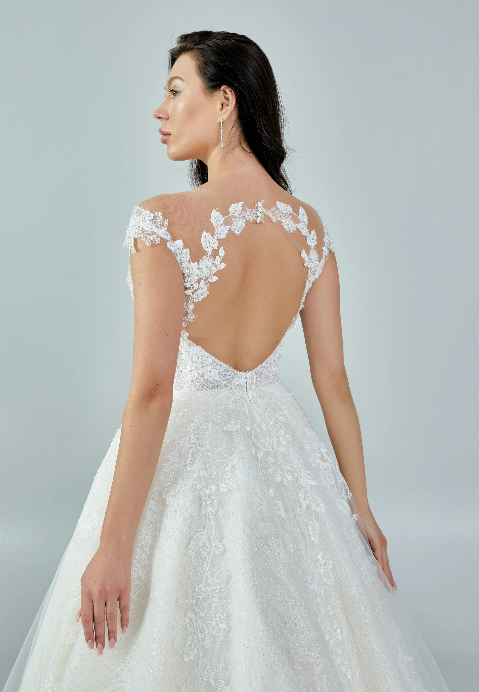 Sleeveless Maxi Tulle Regular Wedding Dress bnc8086 - Image 3