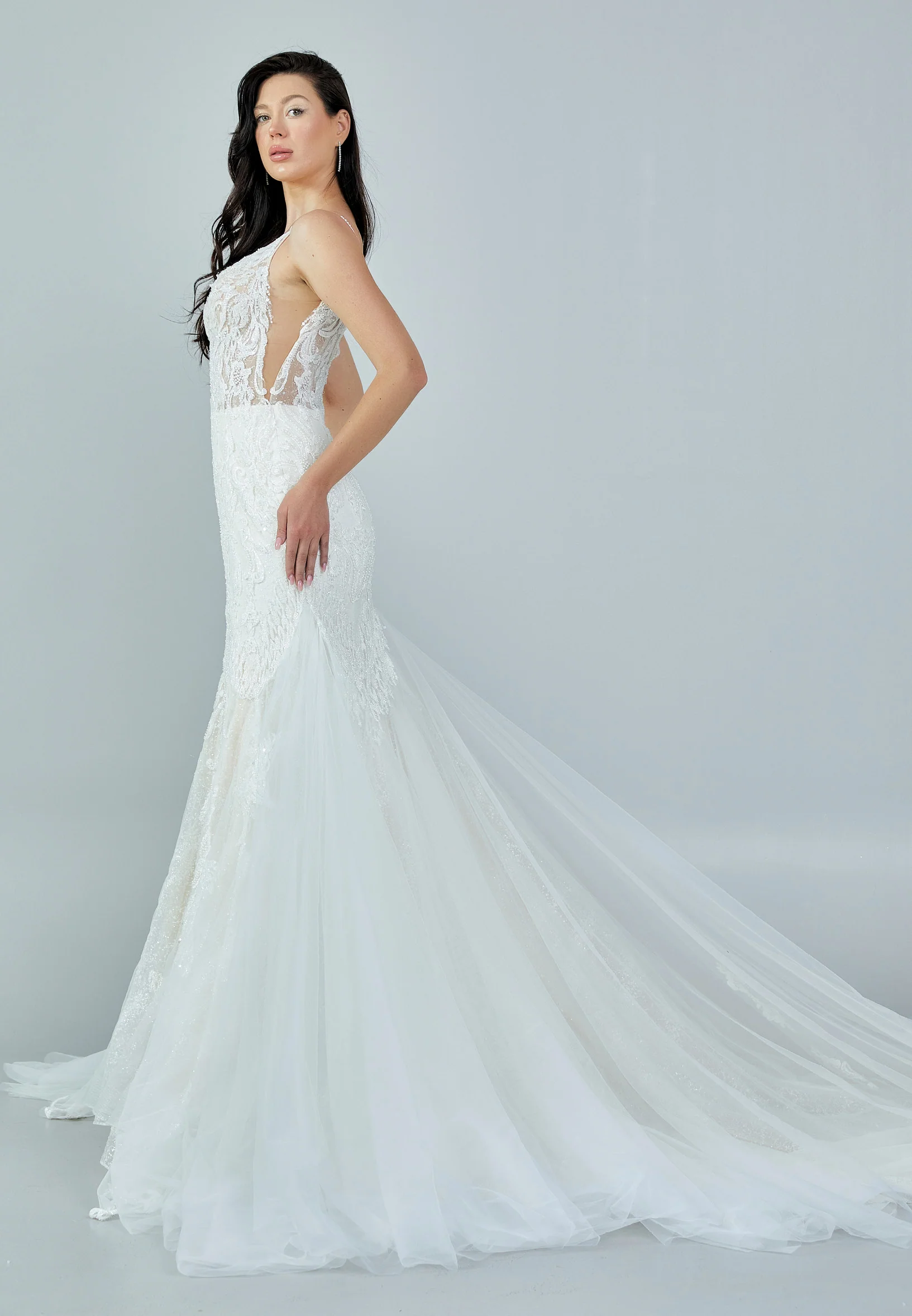 Sleeveless Maxi Tulle Regular Wedding Dress bnc8087 - Image 6