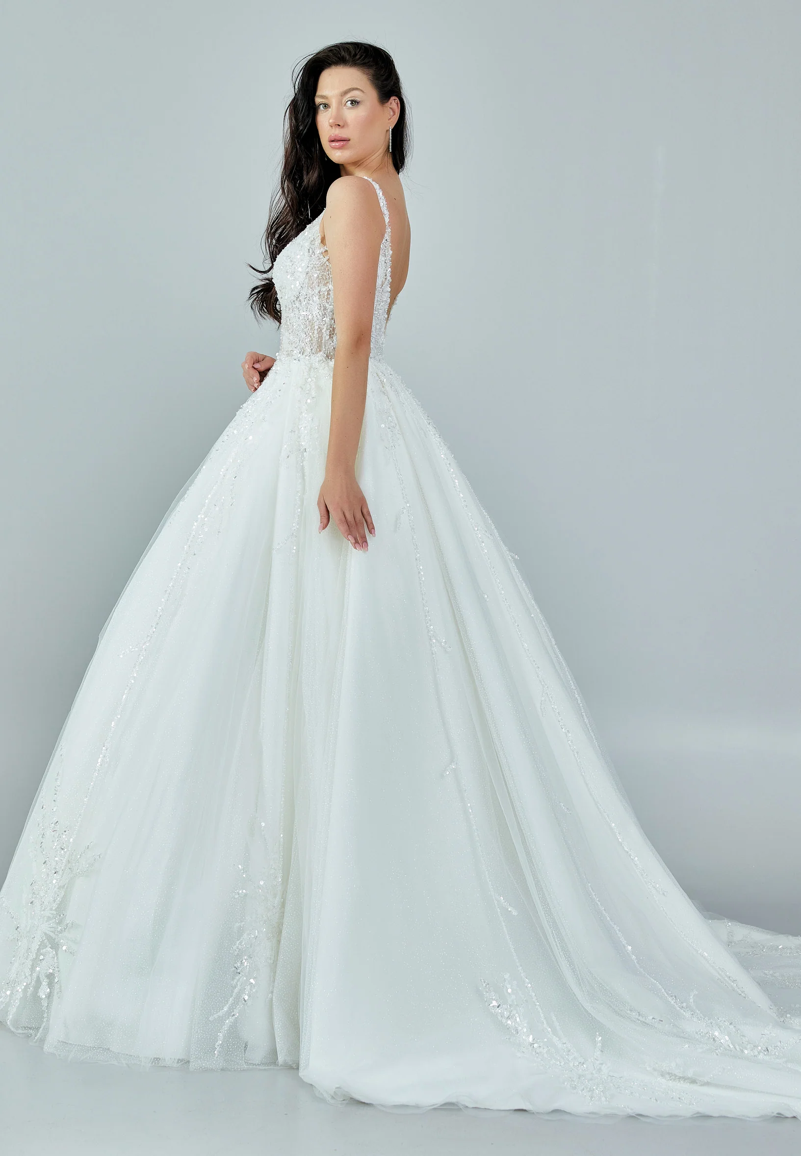 Sleeveless Maxi Tulle Regular Wedding Dress bnc8090 - Image 6