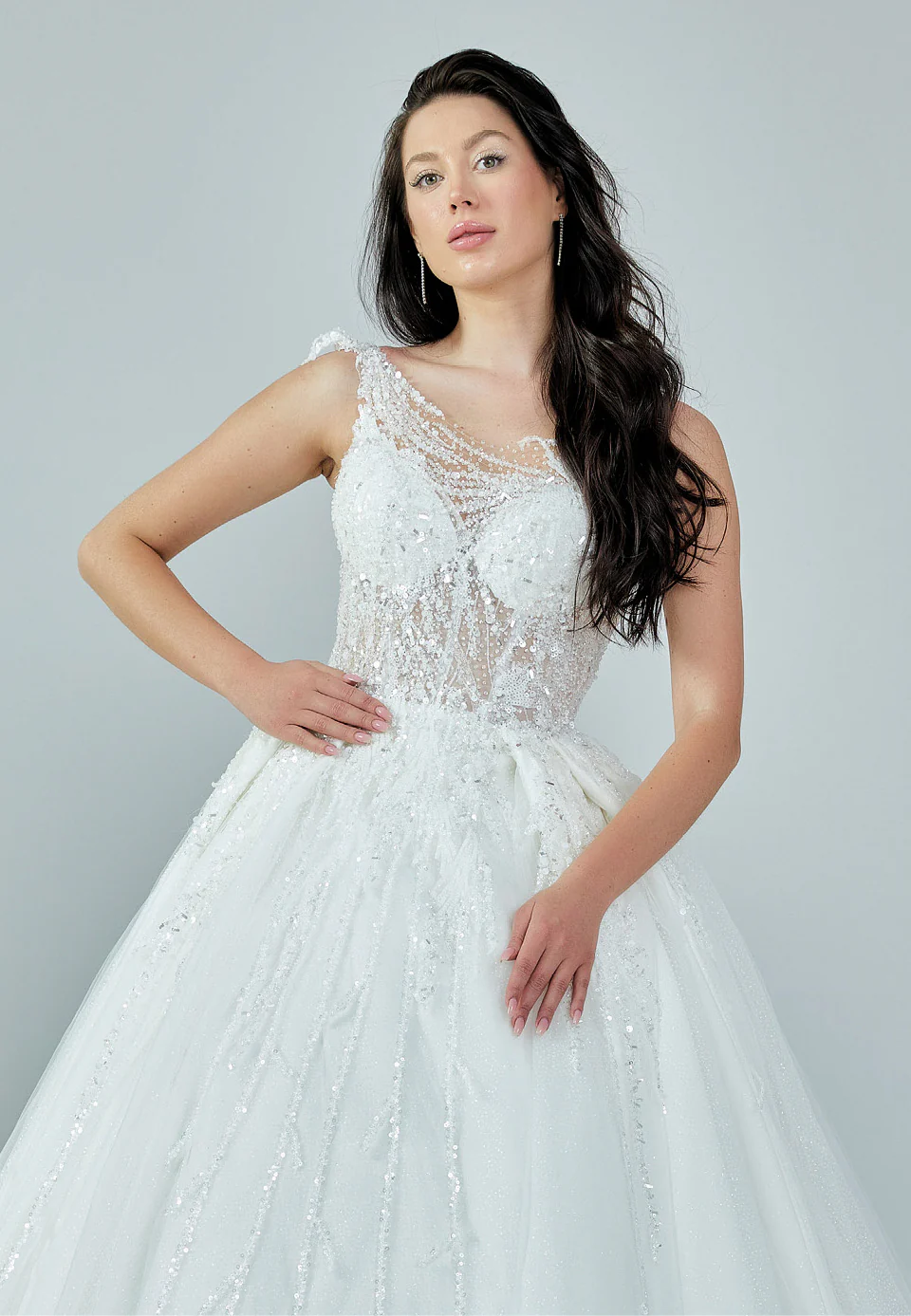 Sleeveless Maxi Tulle Regular Wedding Dress bnc8090 - Image 7