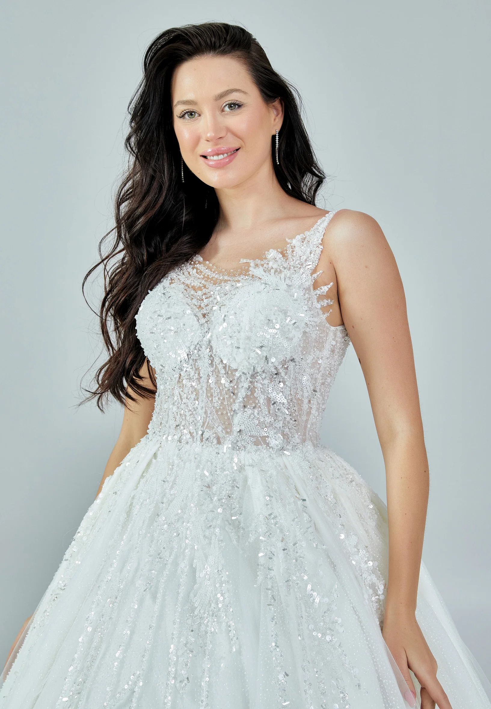 Sleeveless Maxi Tulle Regular Wedding Dress bnc8090 - Image 8