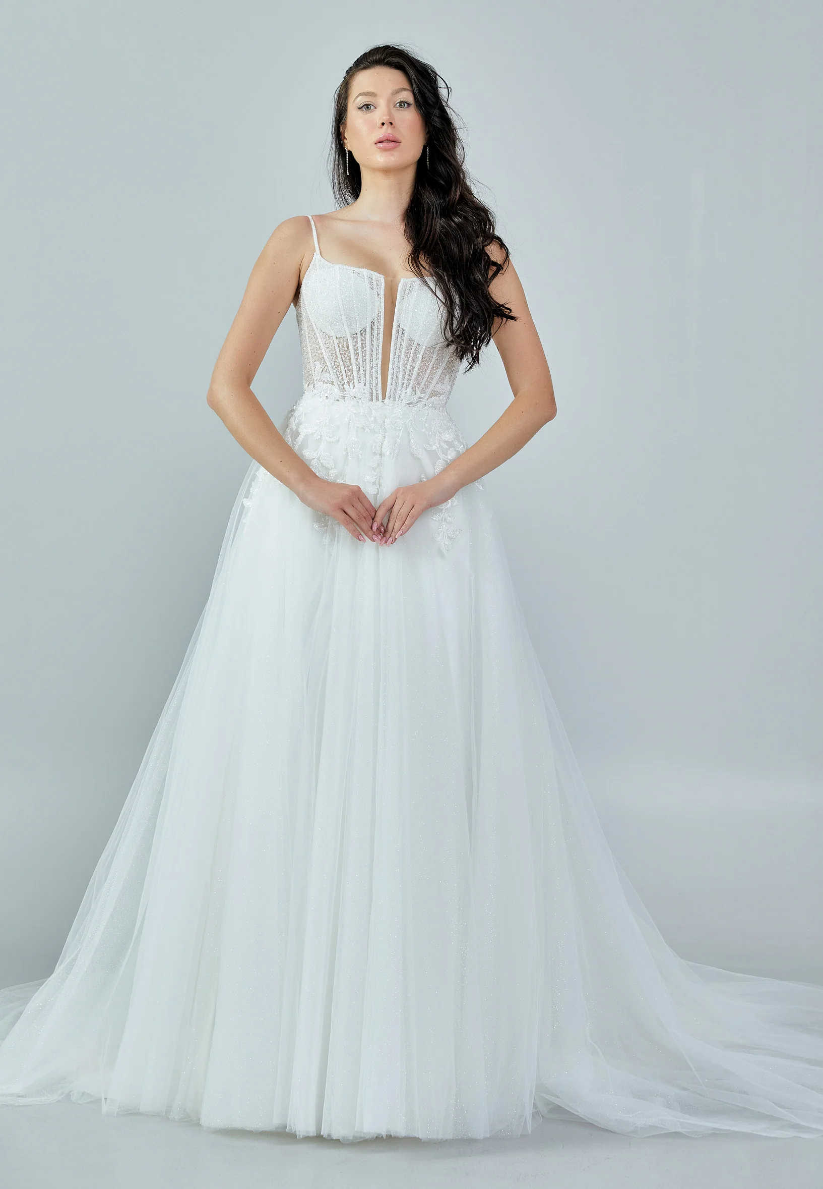 Sleeveless Maxi Tulle Regular Wedding Dress bnc8101