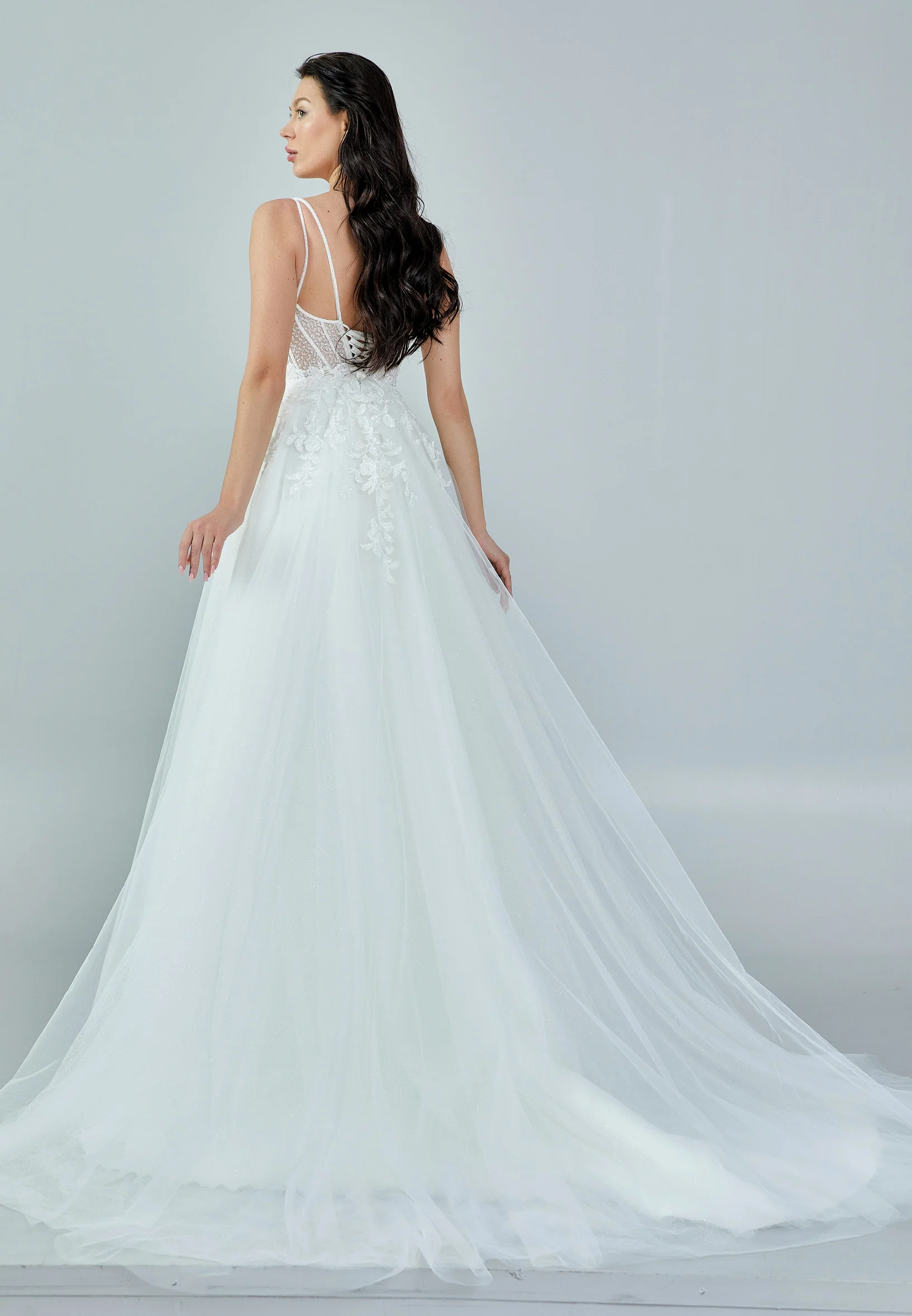 Sleeveless Maxi Tulle Regular Wedding Dress bnc8101 - Image 5