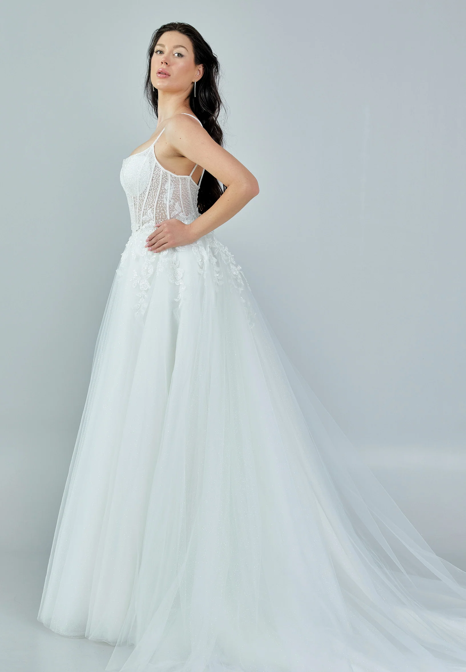 Sleeveless Maxi Tulle Regular Wedding Dress bnc8101 - Image 6