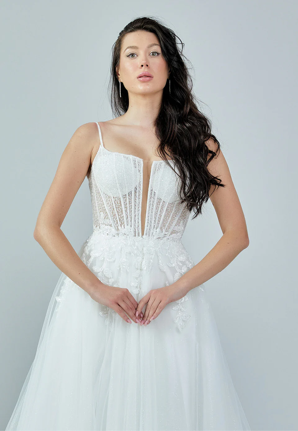 Sleeveless Maxi Tulle Regular Wedding Dress bnc8101 - Image 7