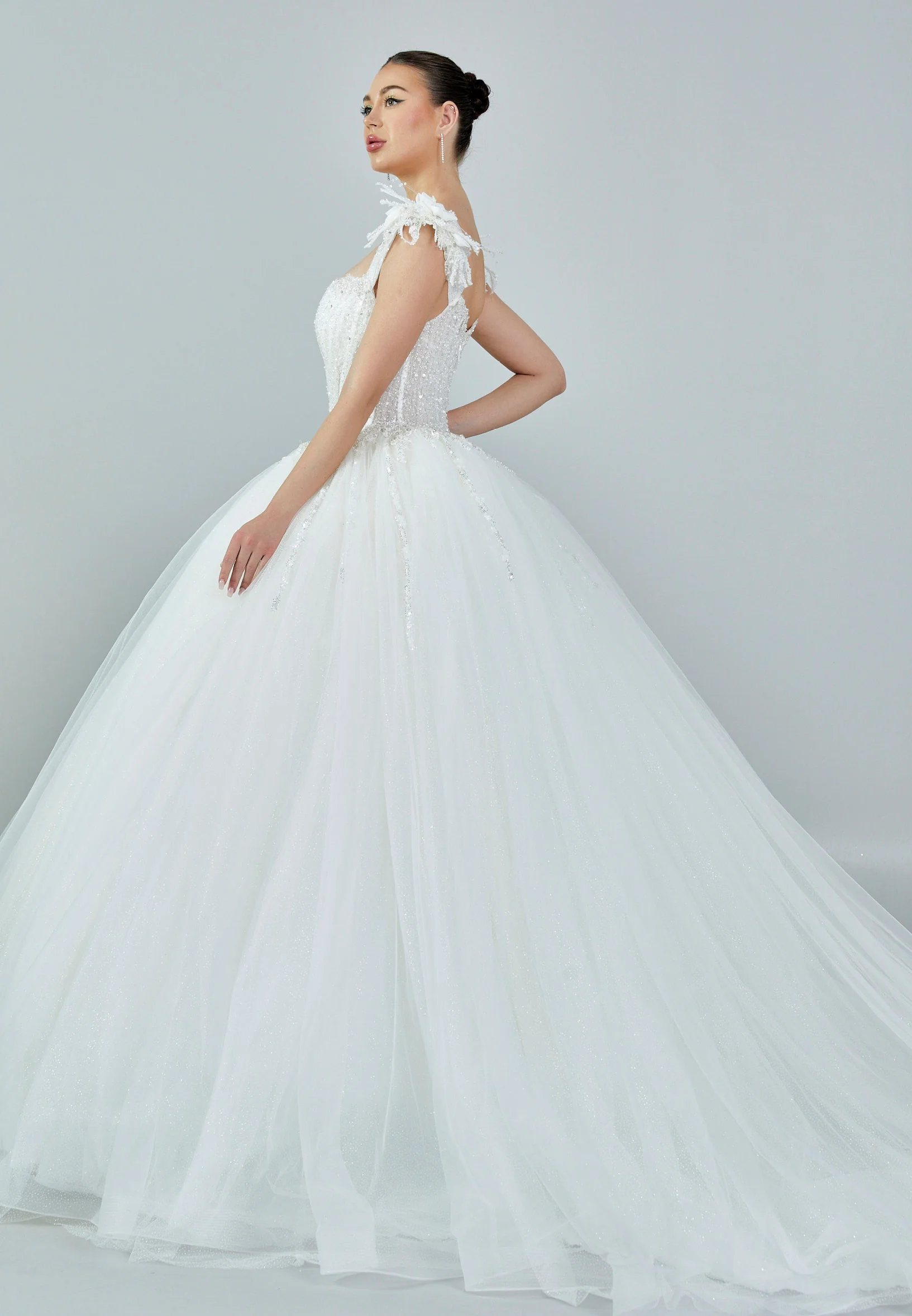 Sleeveless Maxi Tulle Regular Wedding Dress bnc8106 - Image 6
