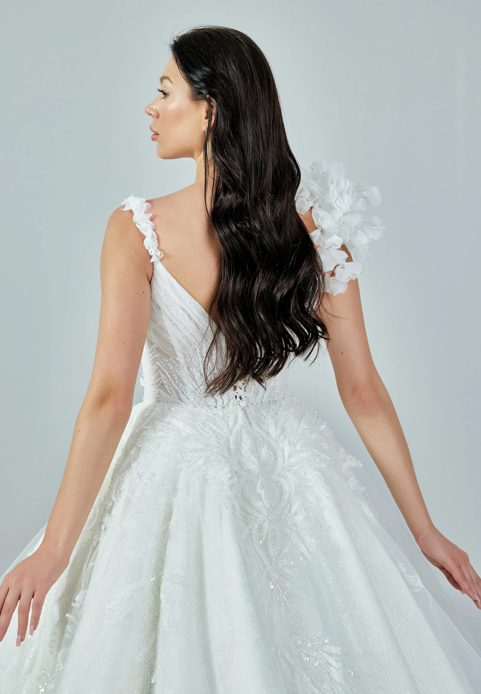 Sleeveless Maxi Tulle Regular Wedding Dress bnc8108 - Image 3