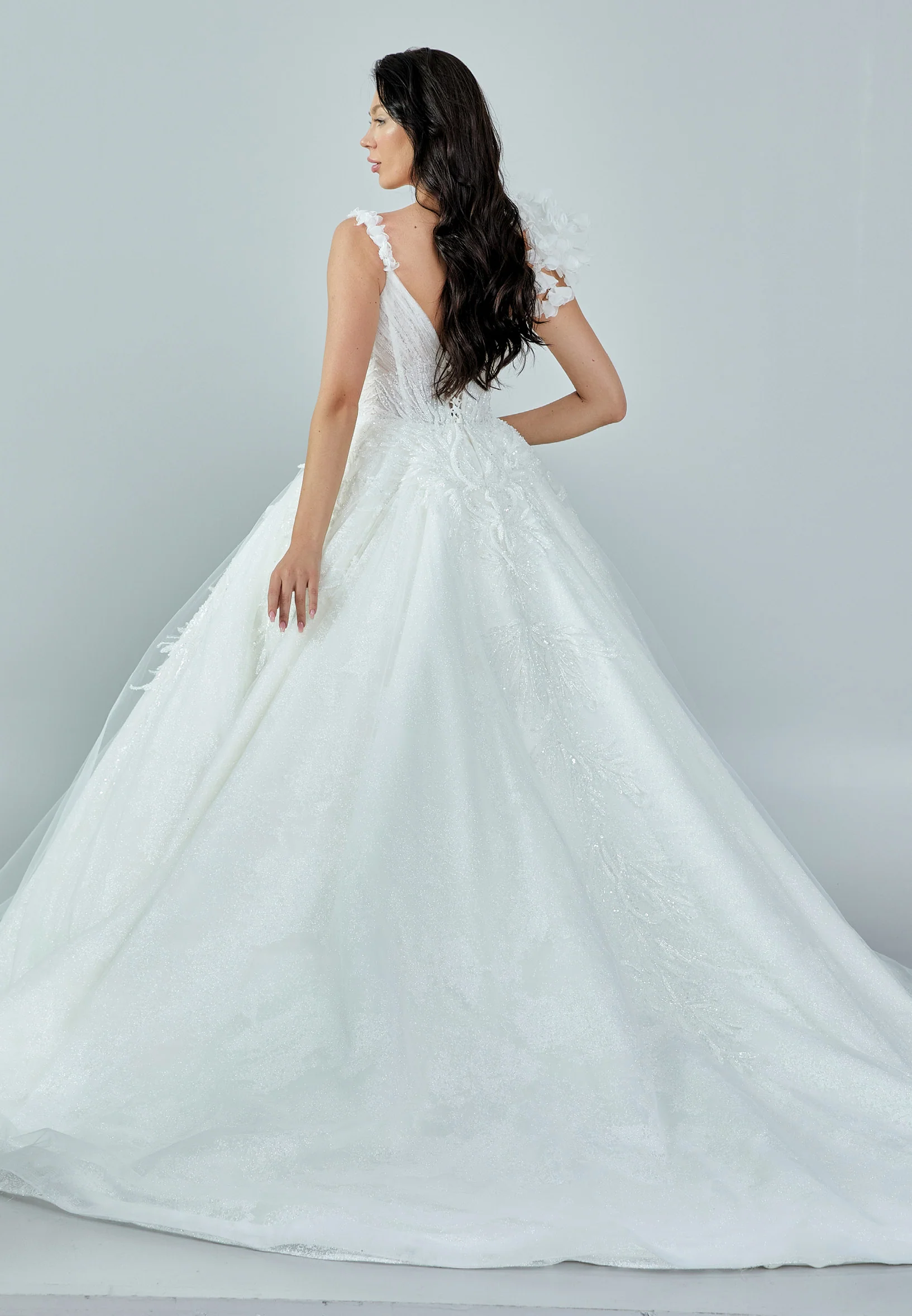 Sleeveless Maxi Tulle Regular Wedding Dress bnc8108 - Image 5