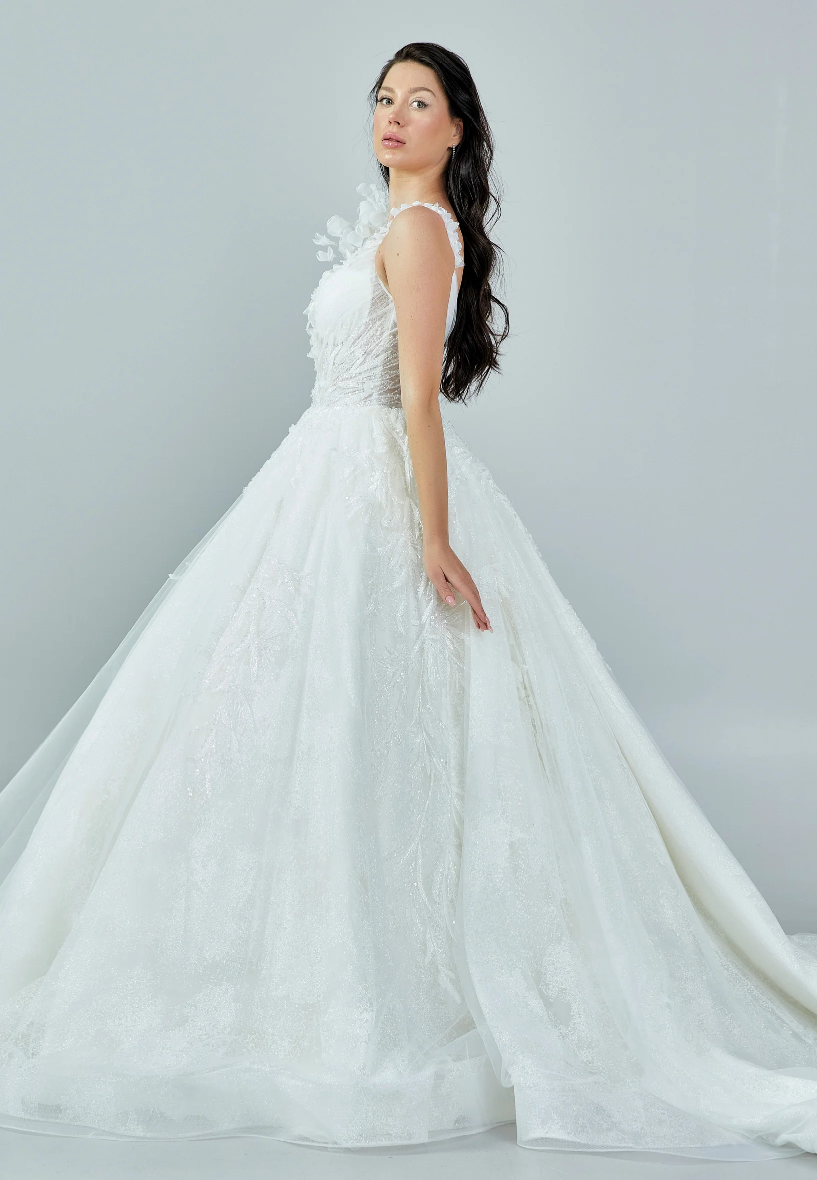 Sleeveless Maxi Tulle Regular Wedding Dress bnc8108 - Image 6