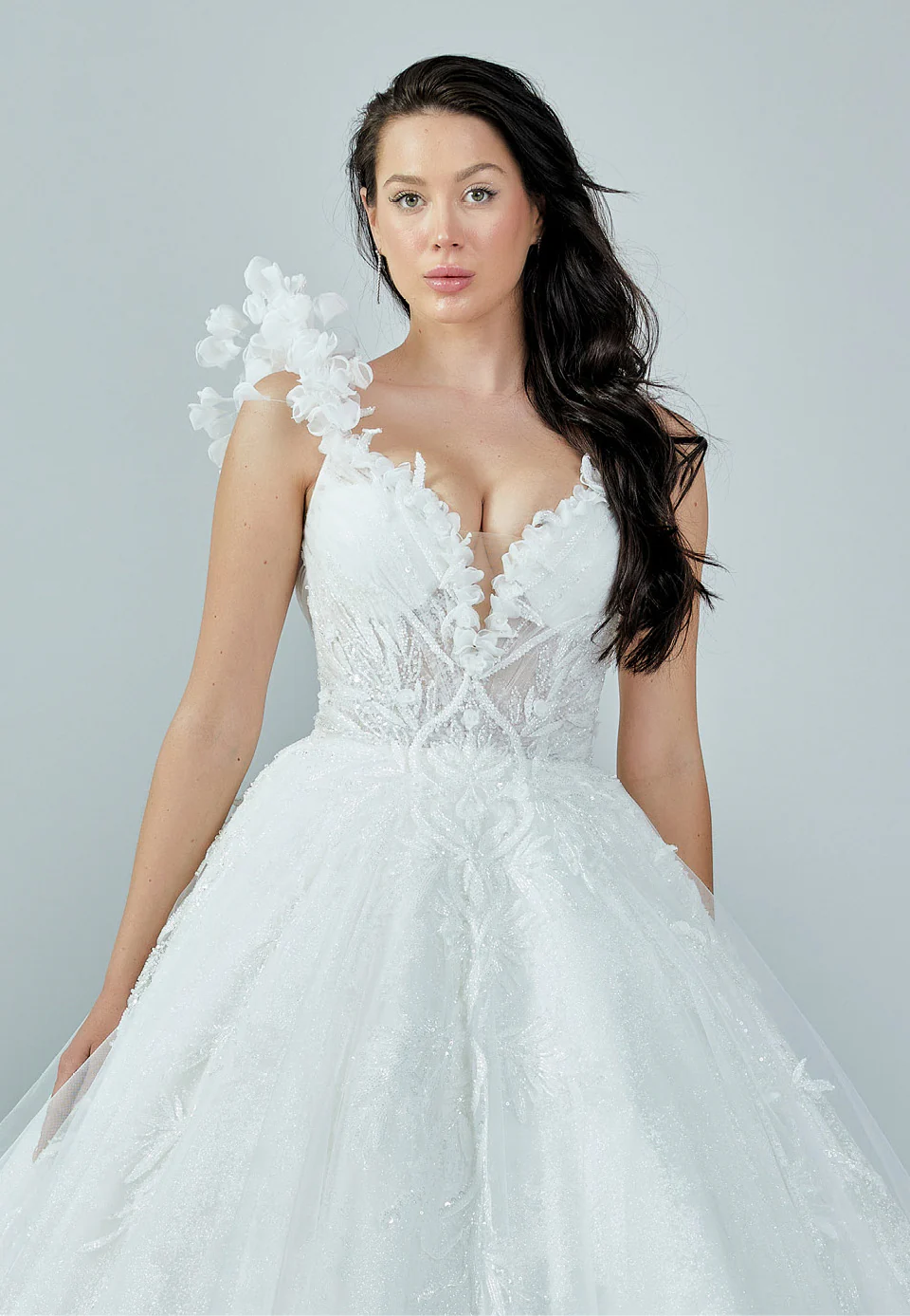 Sleeveless Maxi Tulle Regular Wedding Dress bnc8108 - Image 7