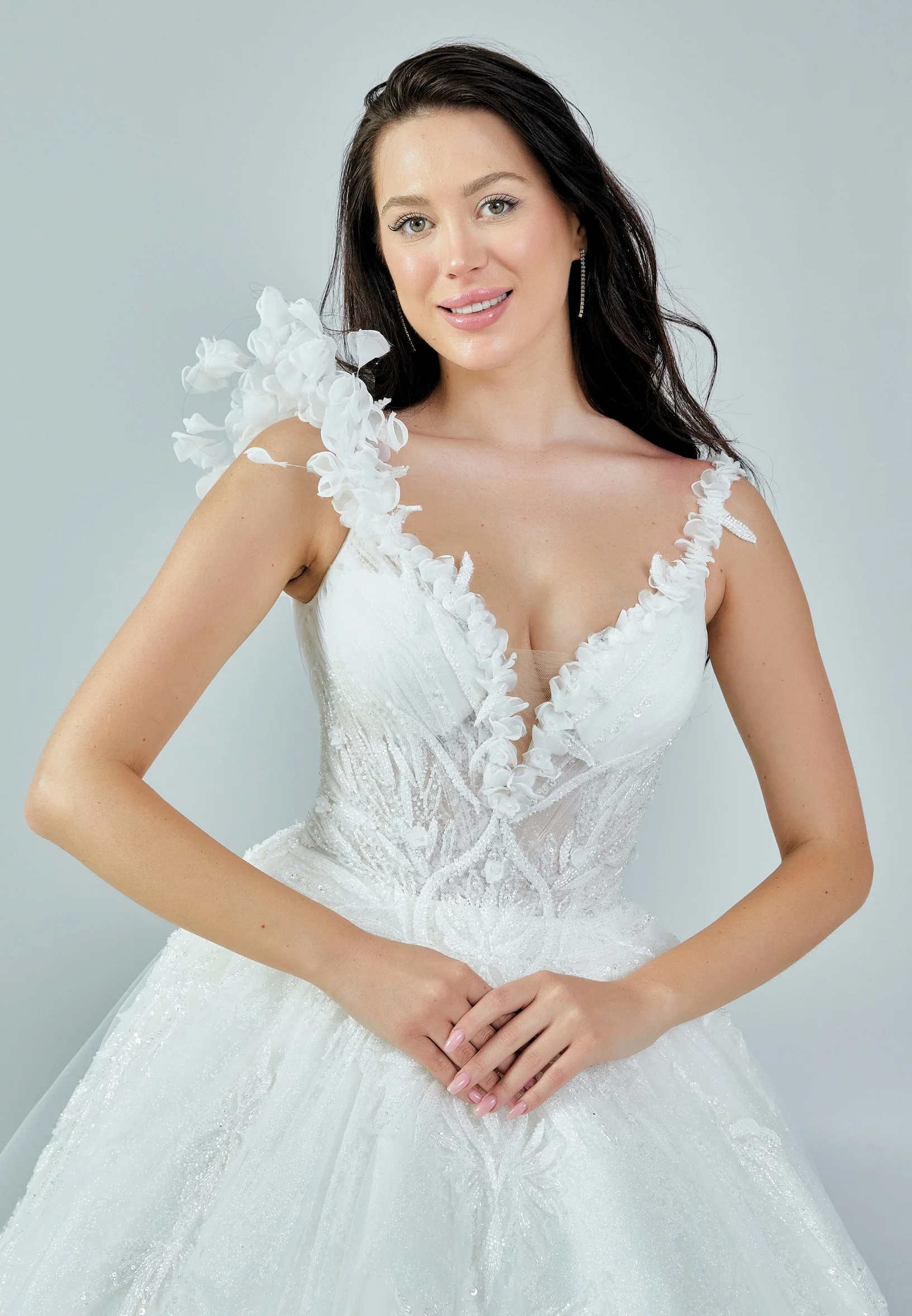Sleeveless Maxi Tulle Regular Wedding Dress bnc8108 - Image 8