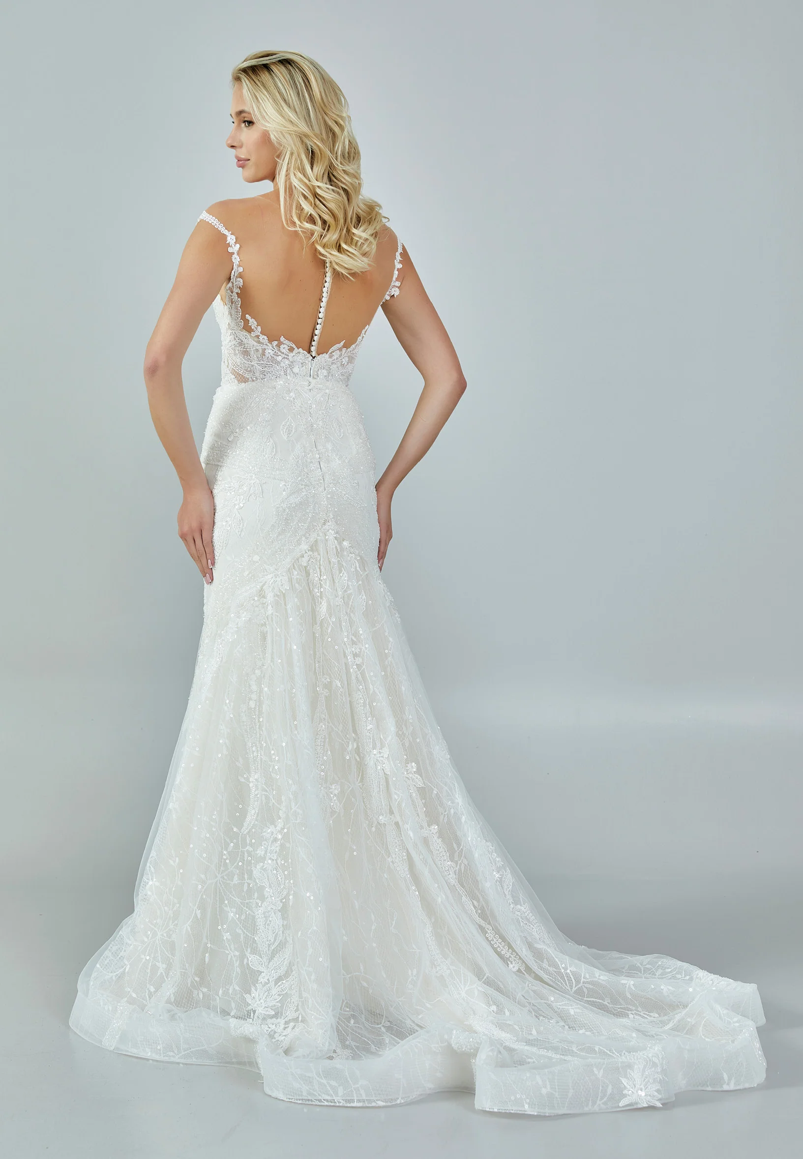 Sleeveless Maxi Tulle Regular Wedding Dress bnc8119 - Image 5