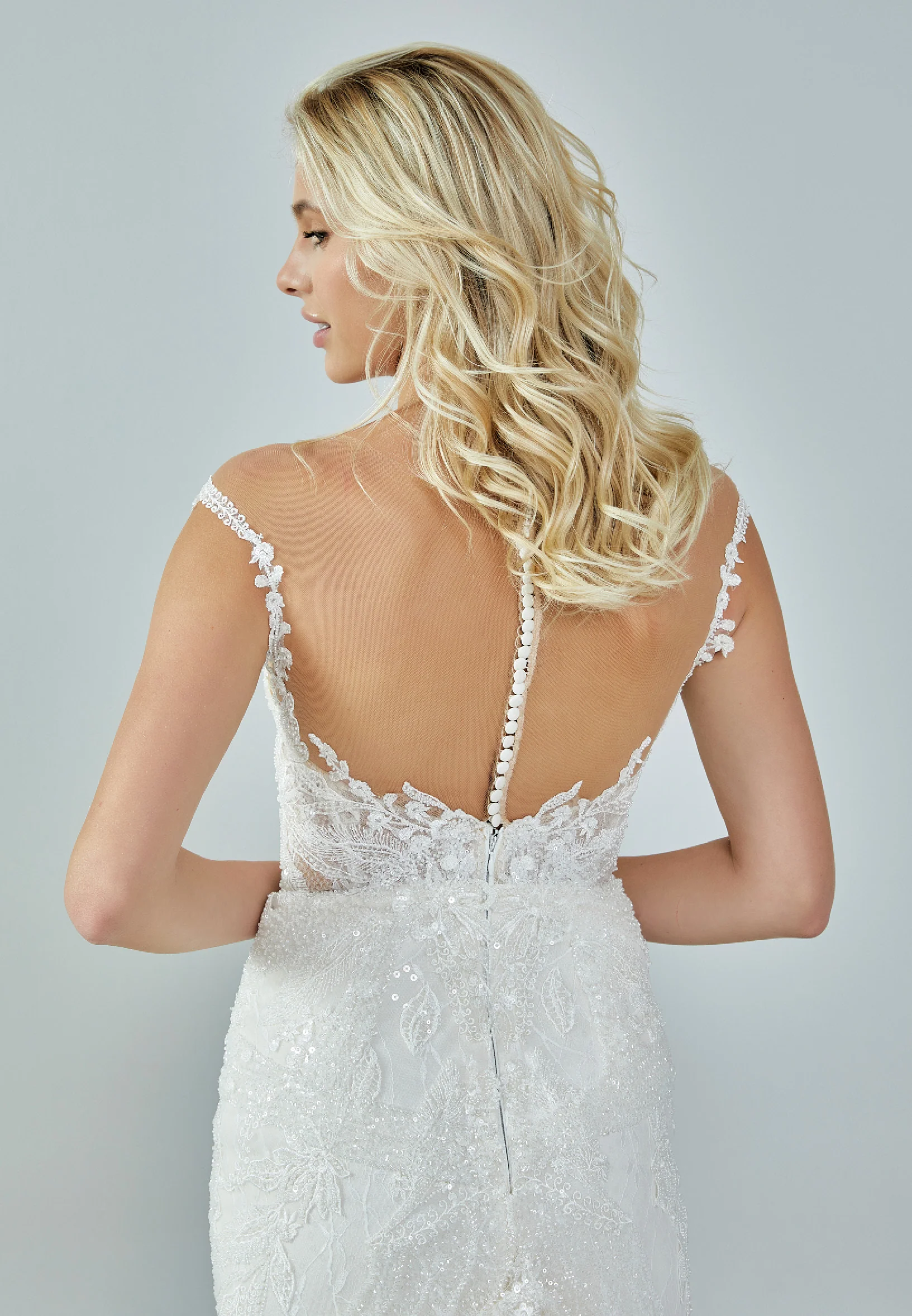 Sleeveless Maxi Tulle Regular Wedding Dress bnc8119 - Image 8