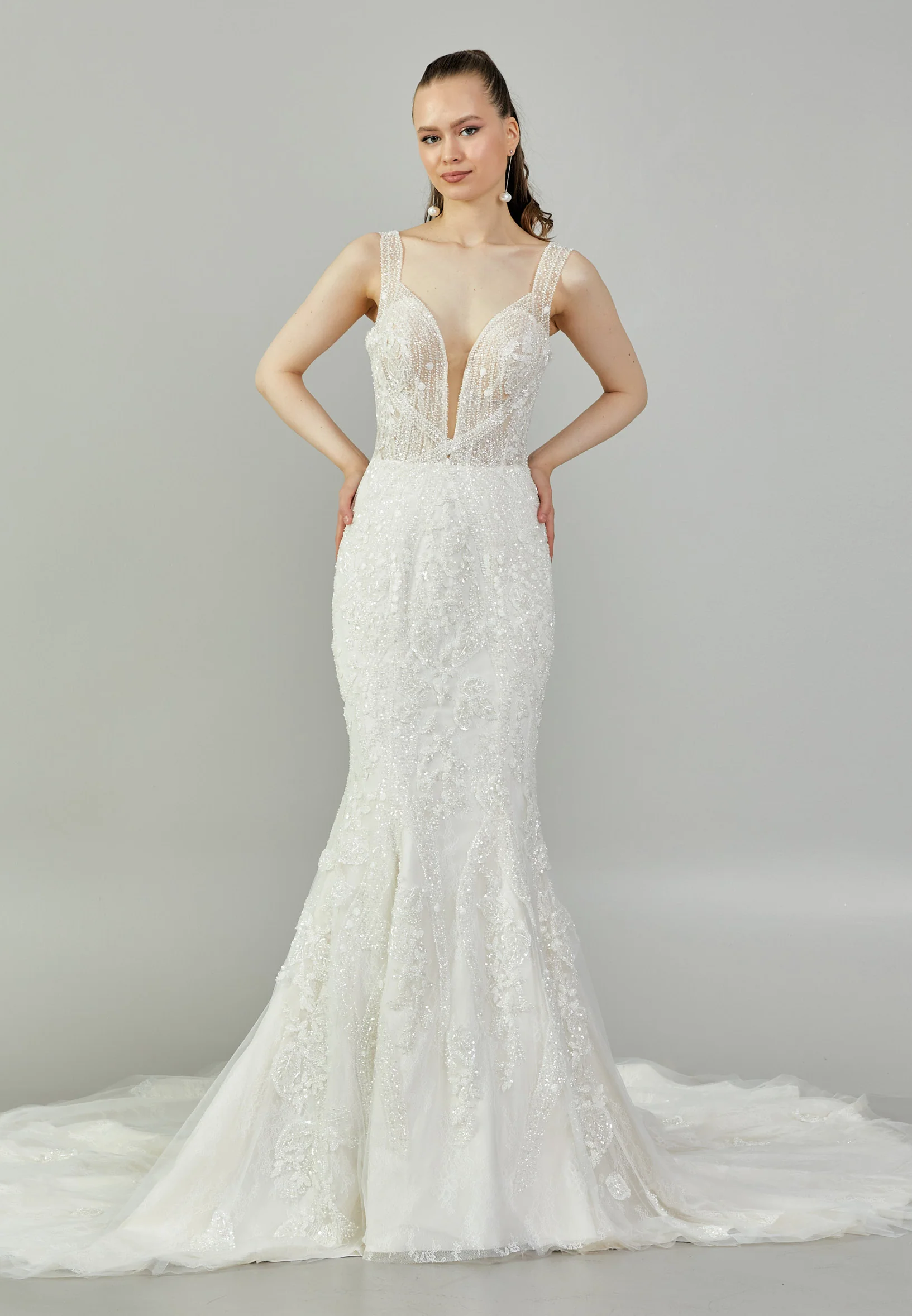 Sleeveless Maxi Tulle Regular Wedding Dress bnc9080