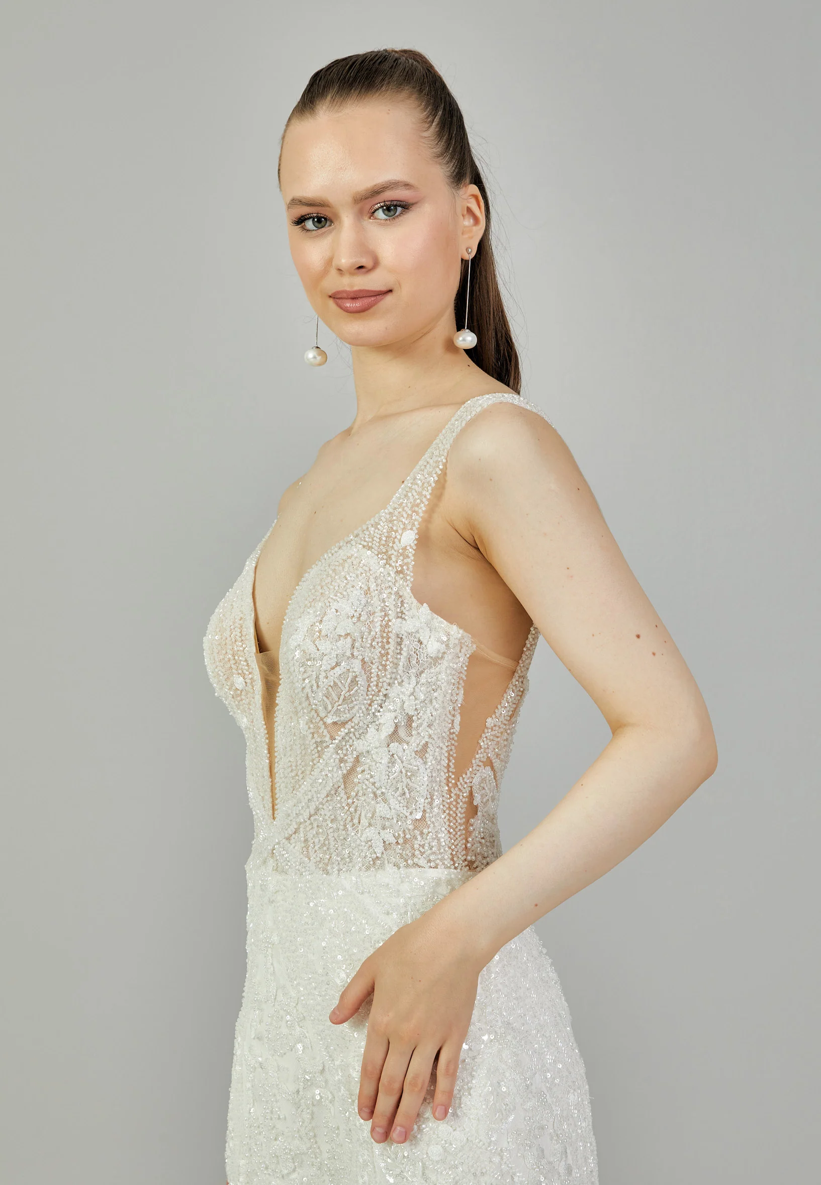 Sleeveless Maxi Tulle Regular Wedding Dress bnc9080 - Image 2