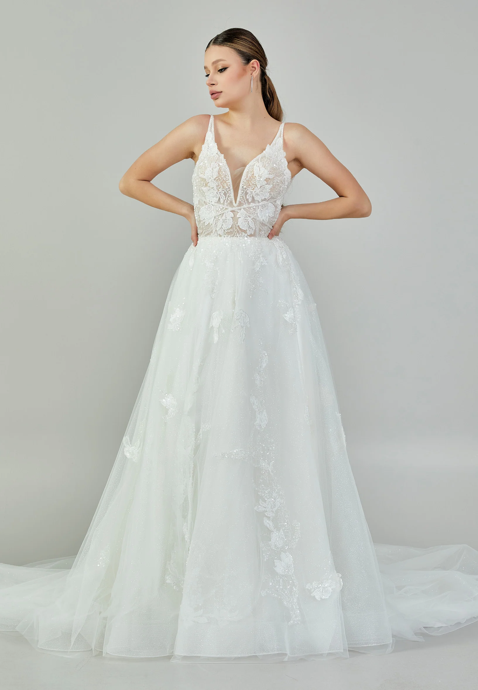 Sleeveless Maxi Tulle Regular Wedding Dress bnc9090