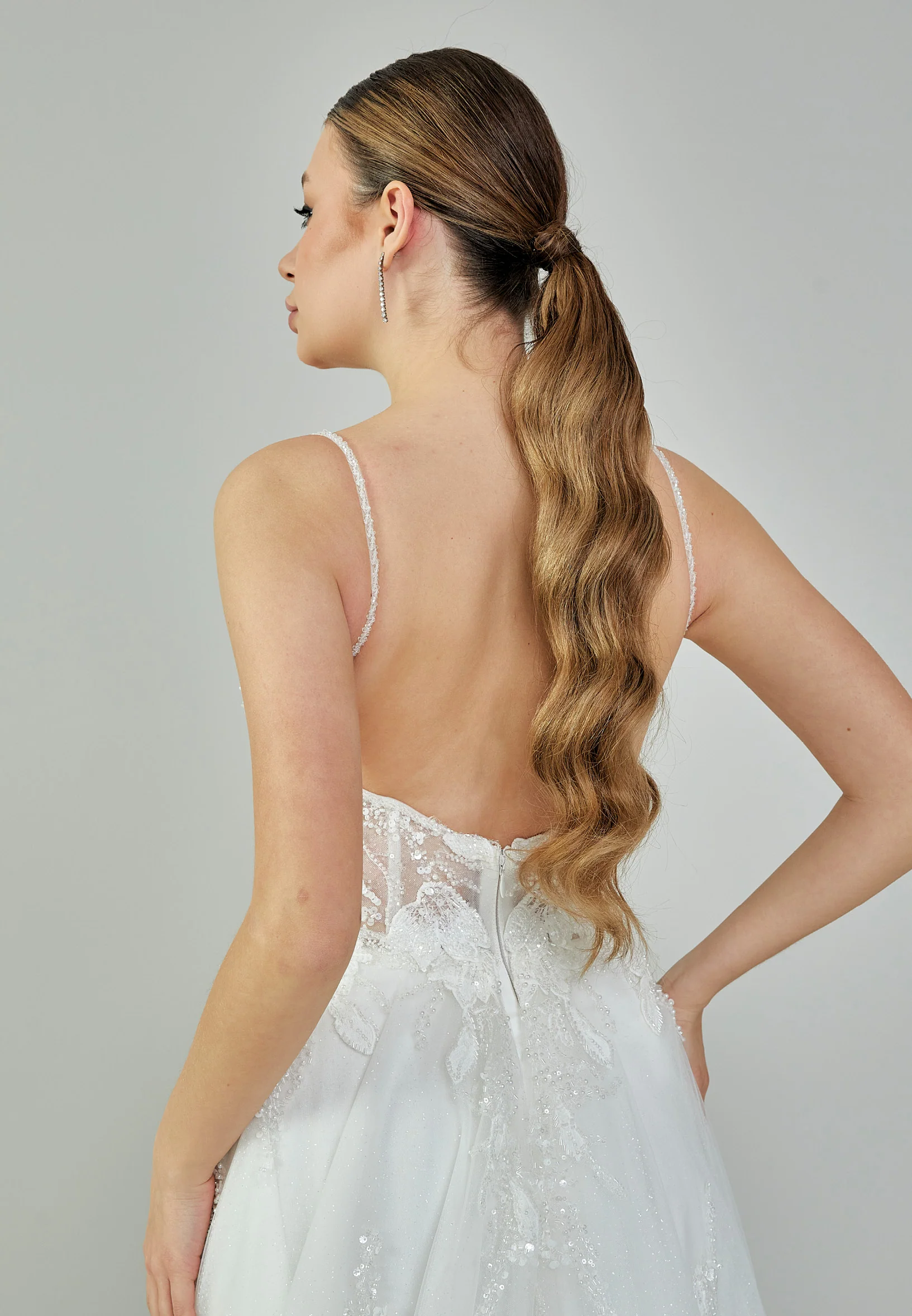 Sleeveless Maxi Tulle Regular Wedding Dress bnc9090 - Image 8