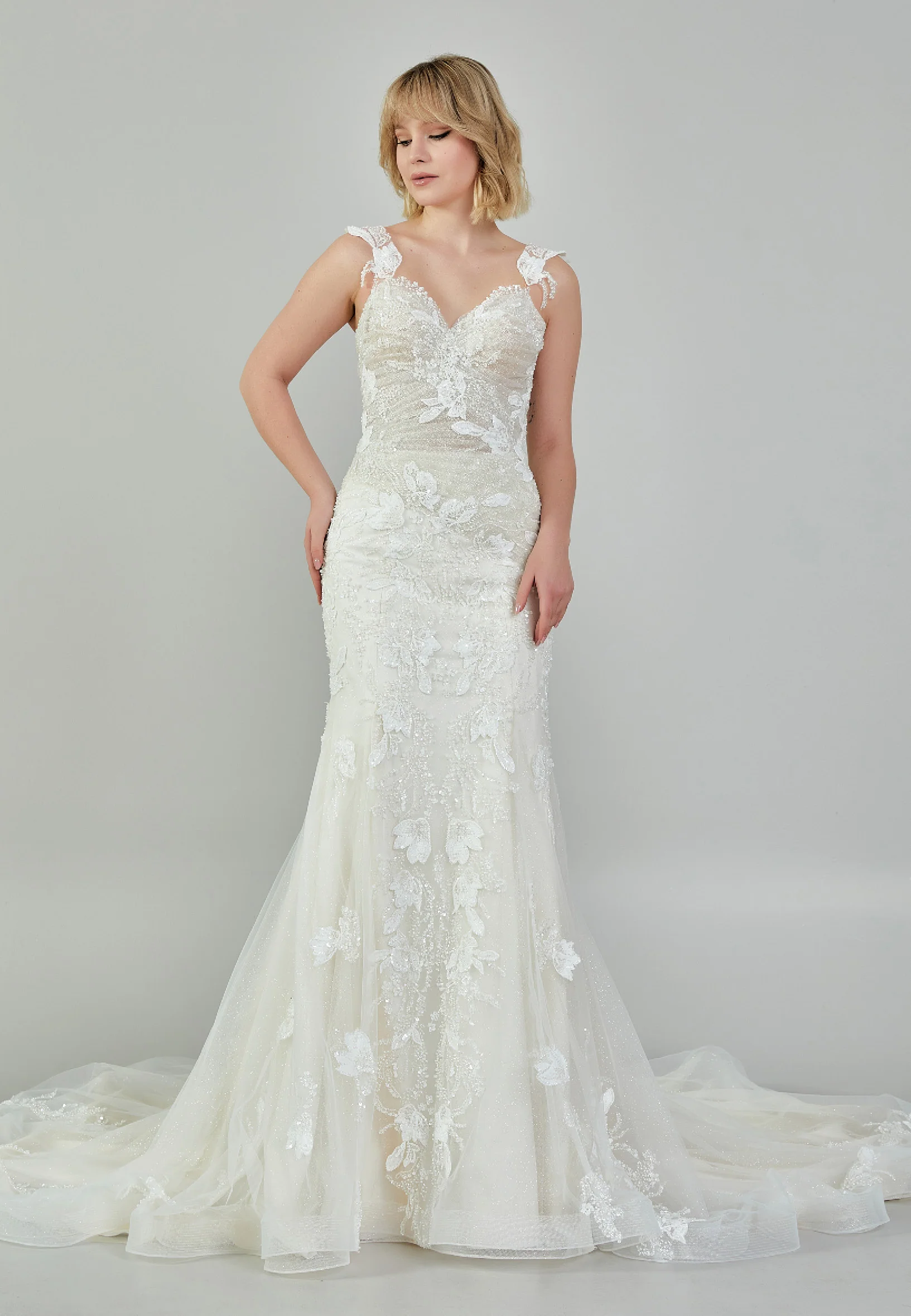 Sleeveless Maxi Tulle Regular Wedding Dress bnc9095